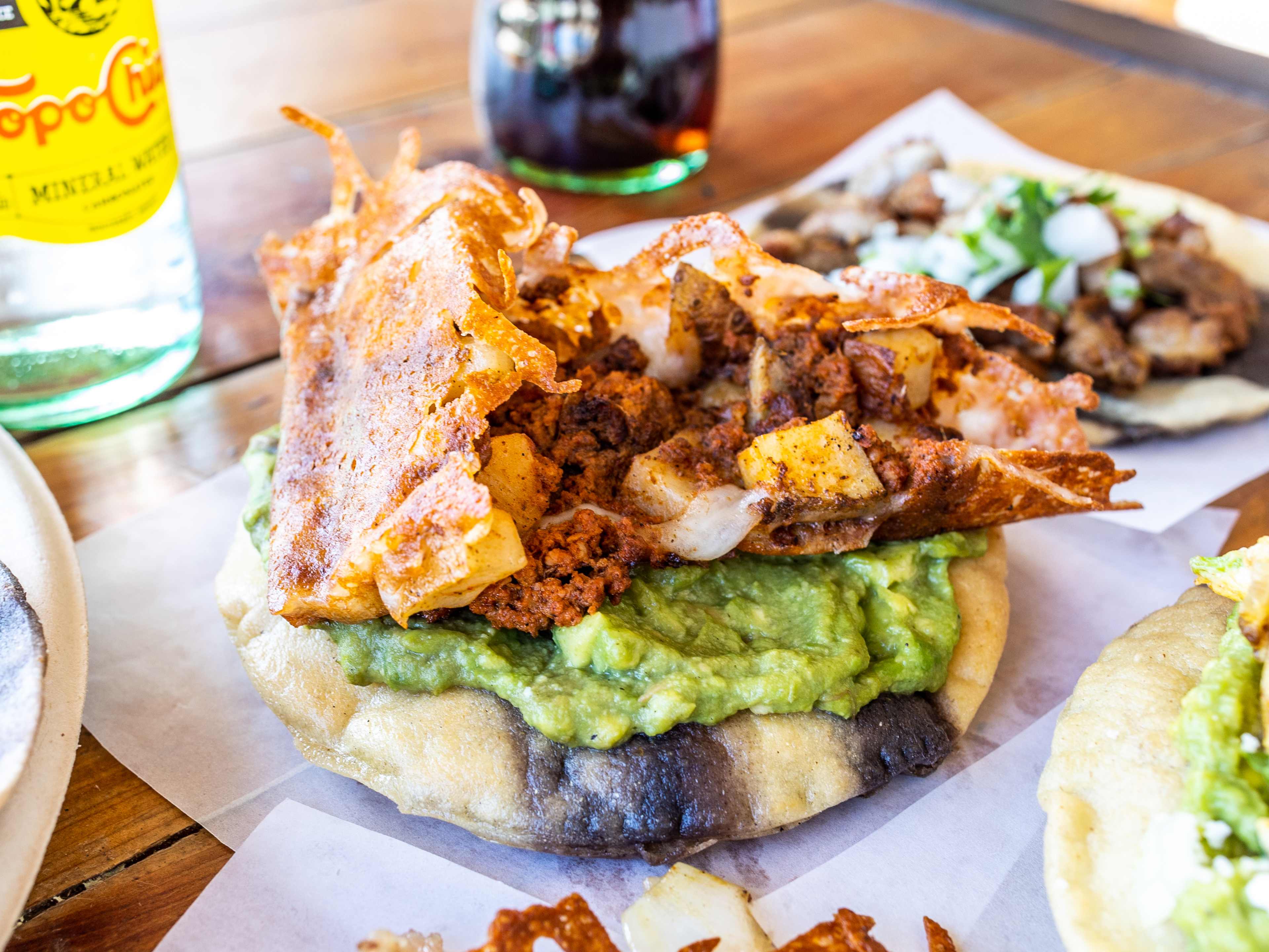 The choripapa tostada from Con Todo.