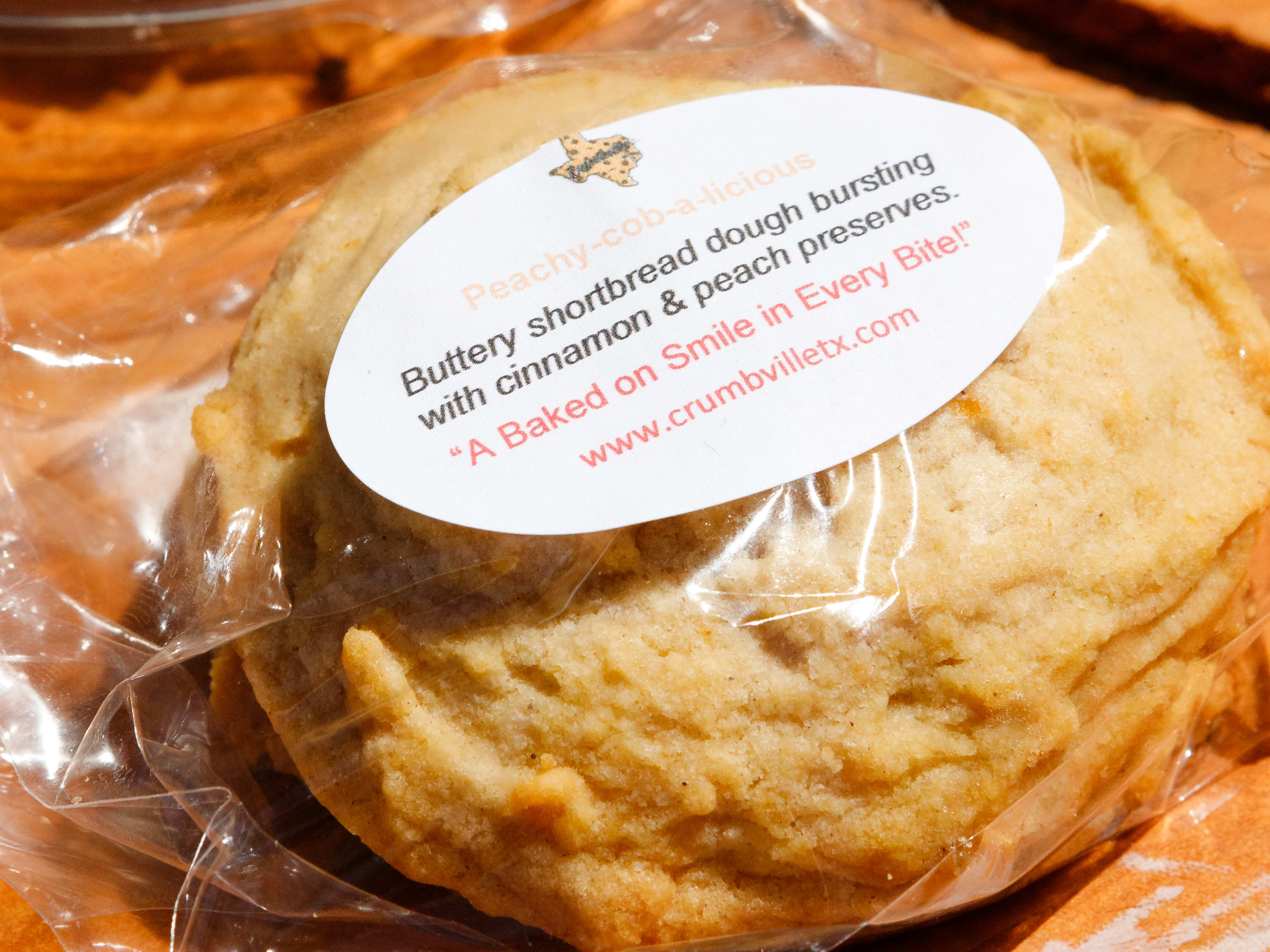 The peach cobbler shortbread cookie from Crumbville, TX.