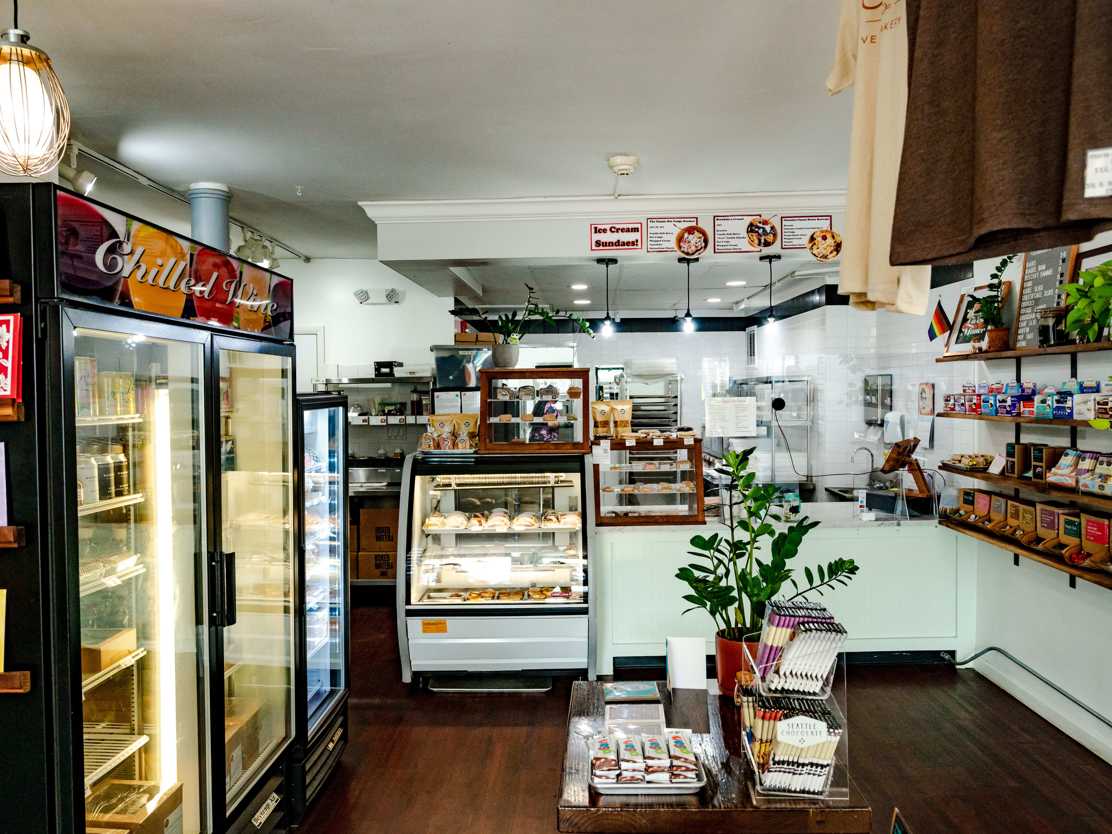 This is the interior of Crust Vegan Bakery.