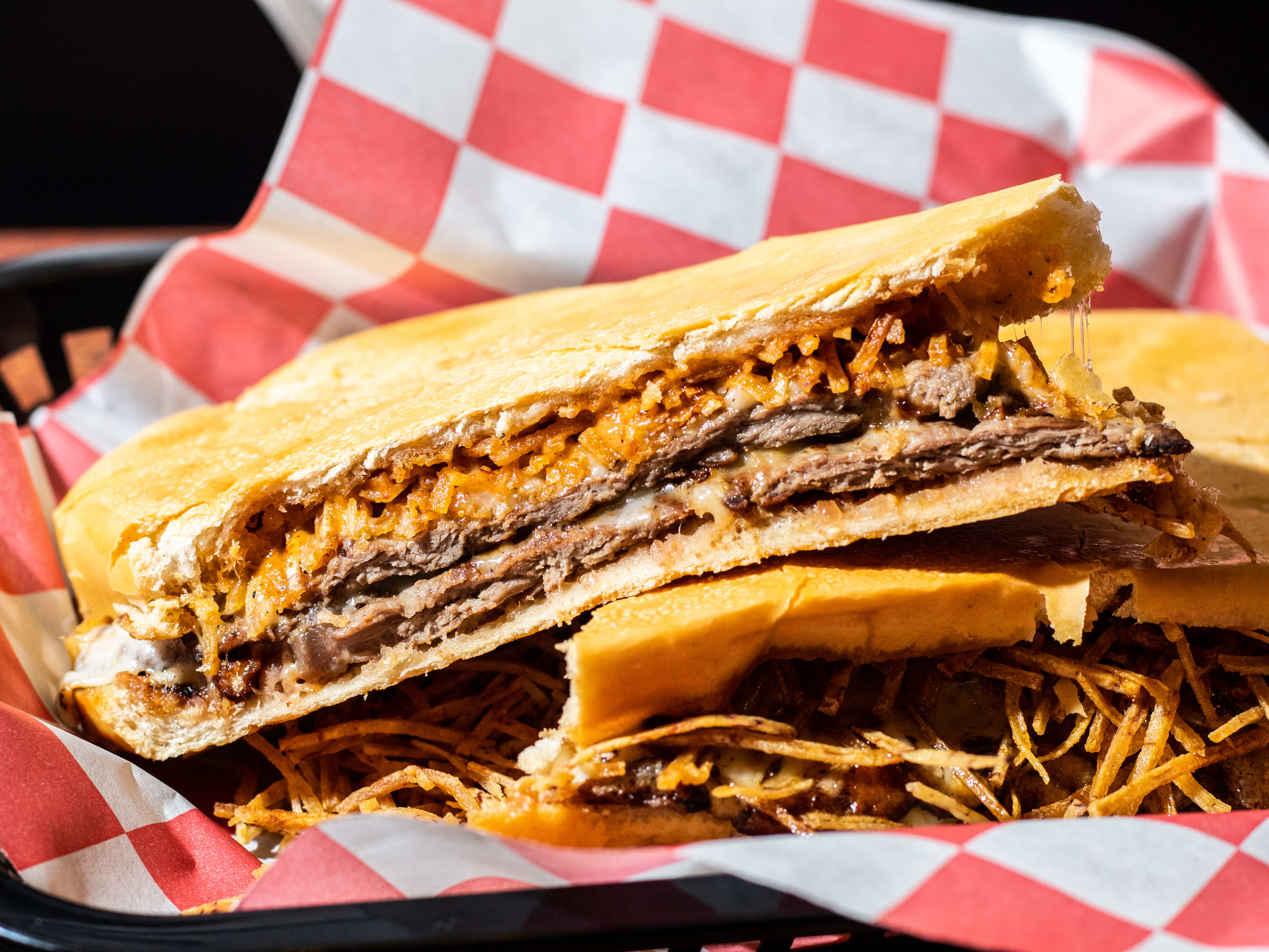 steak sandwich on cuban bread