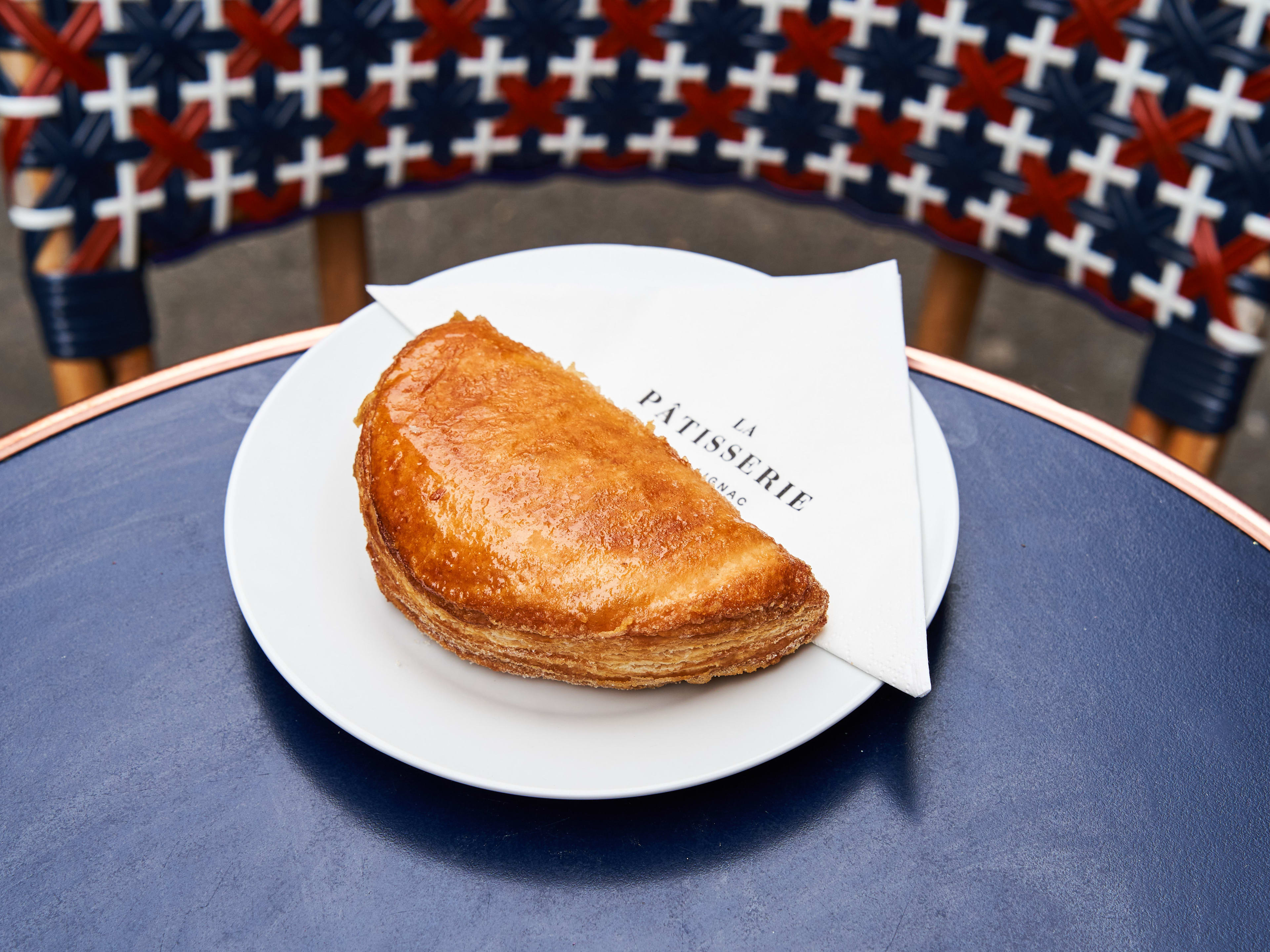 Turnover on outdoor table at La Patisserie Cyril Lignac