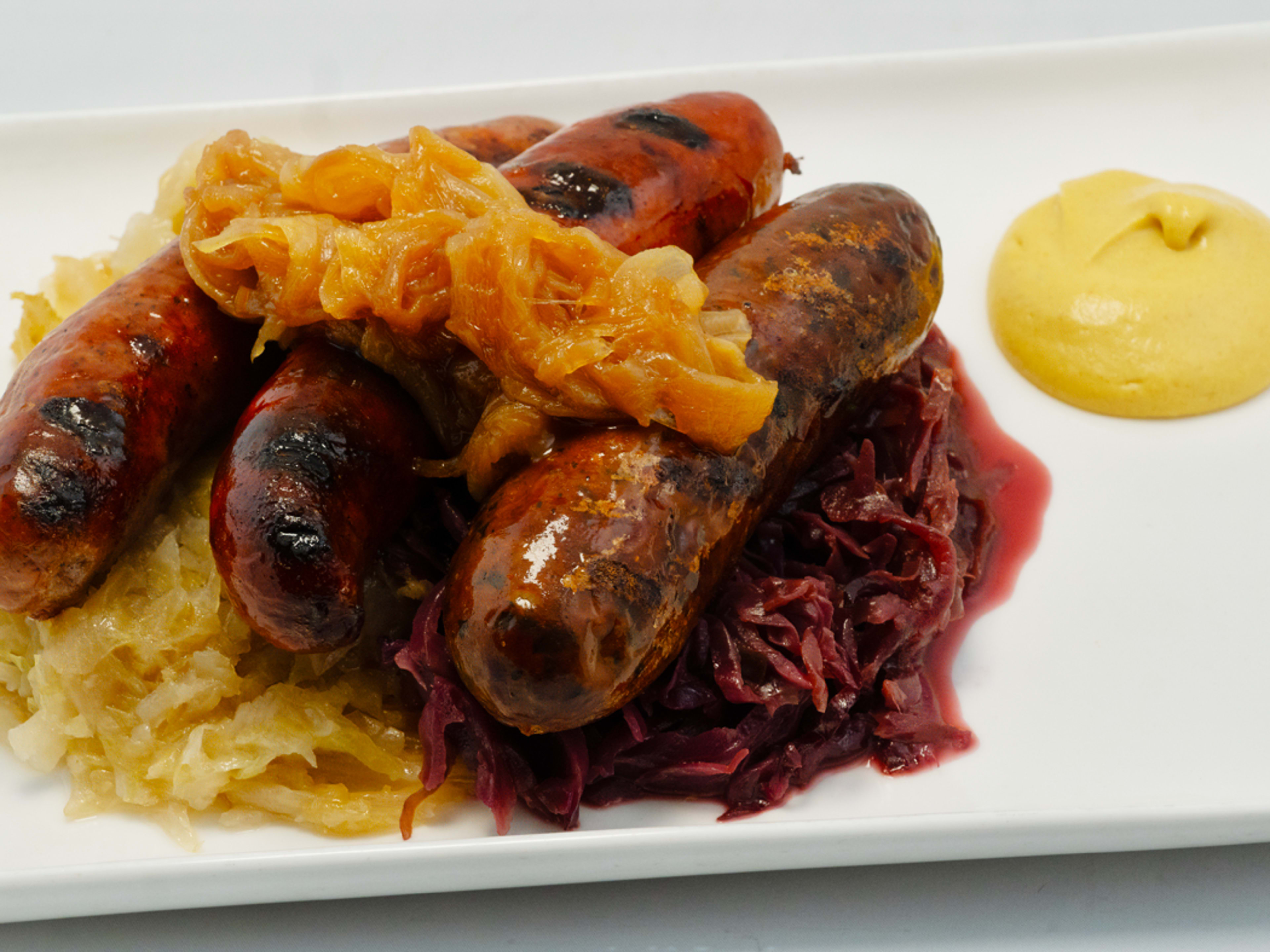 Sausages on a plate at Naschmarkt