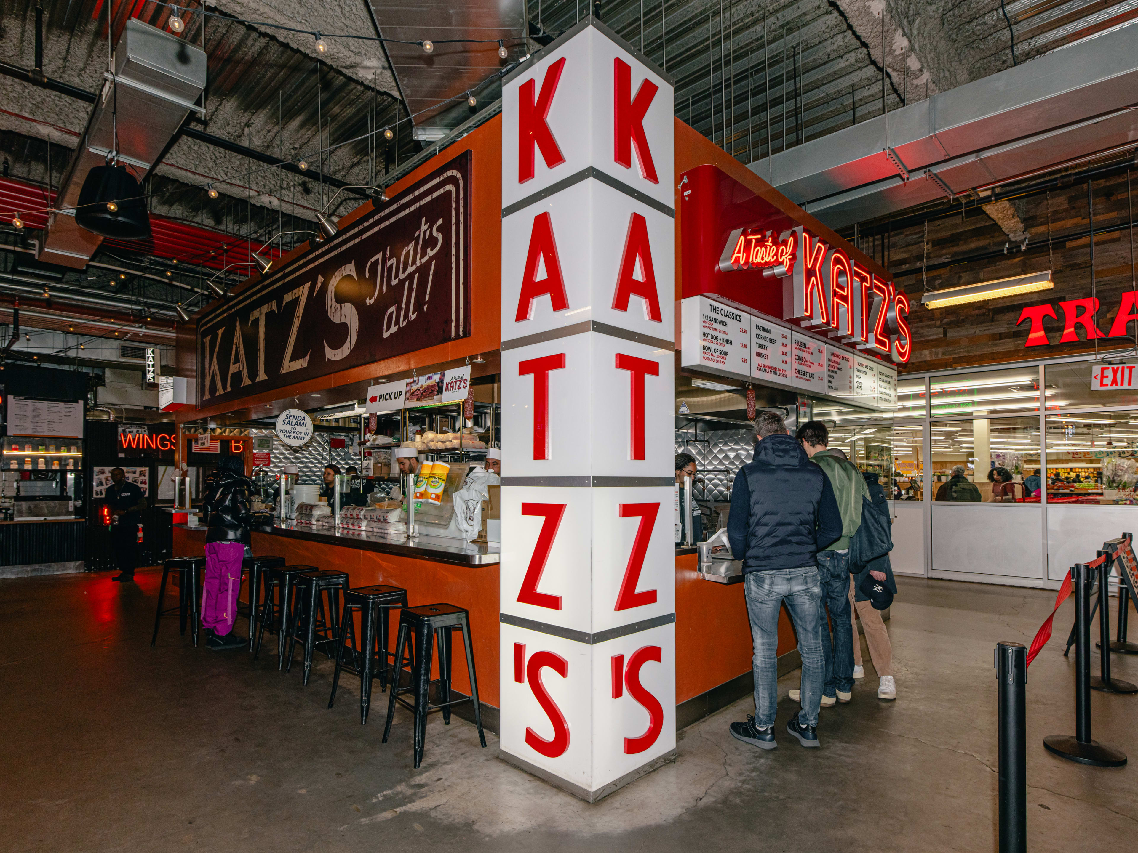 A Katz's stall in the underground food court DeKalb Market Hall.