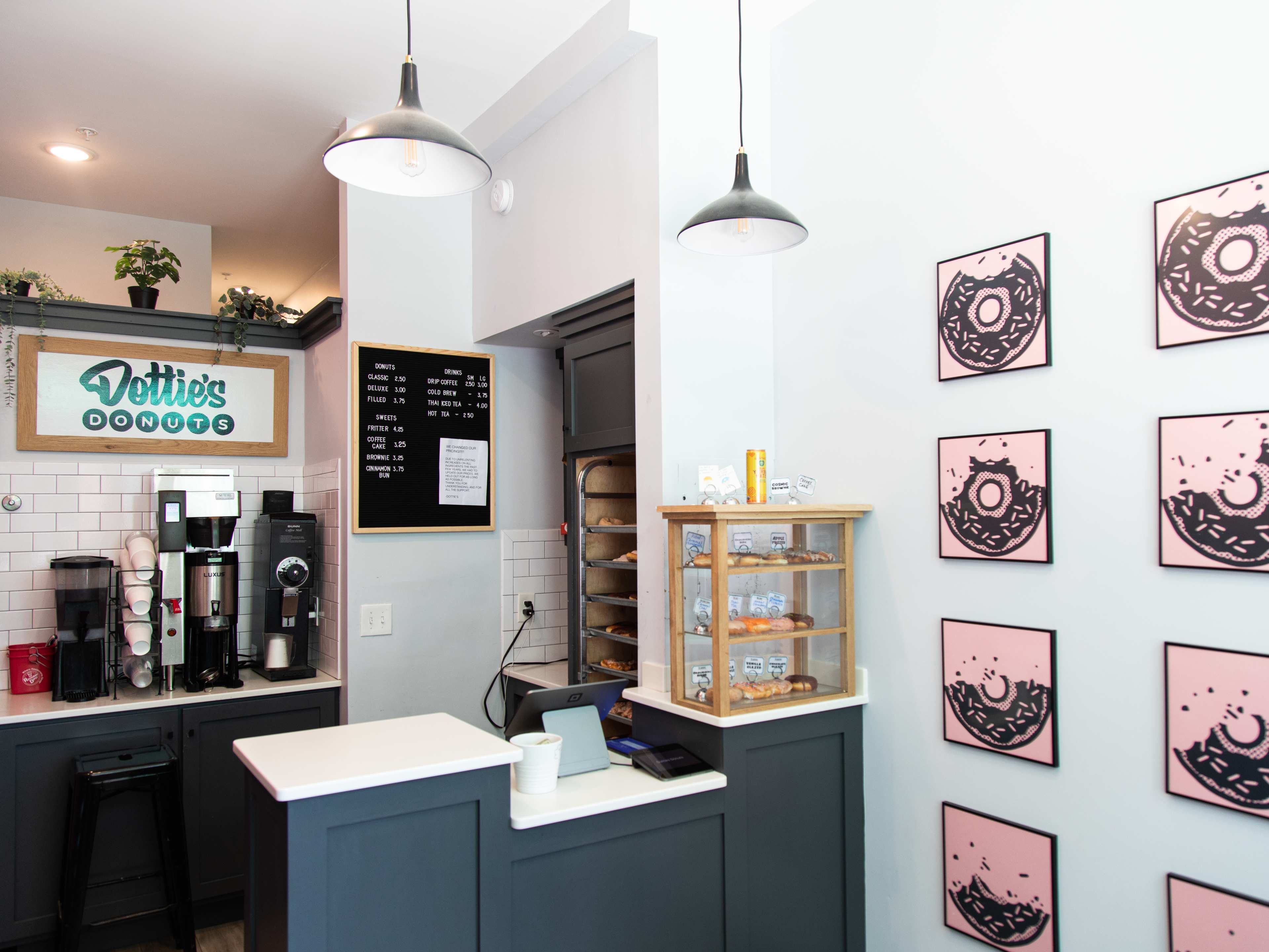 This is the interior of Dottie’s Donuts.