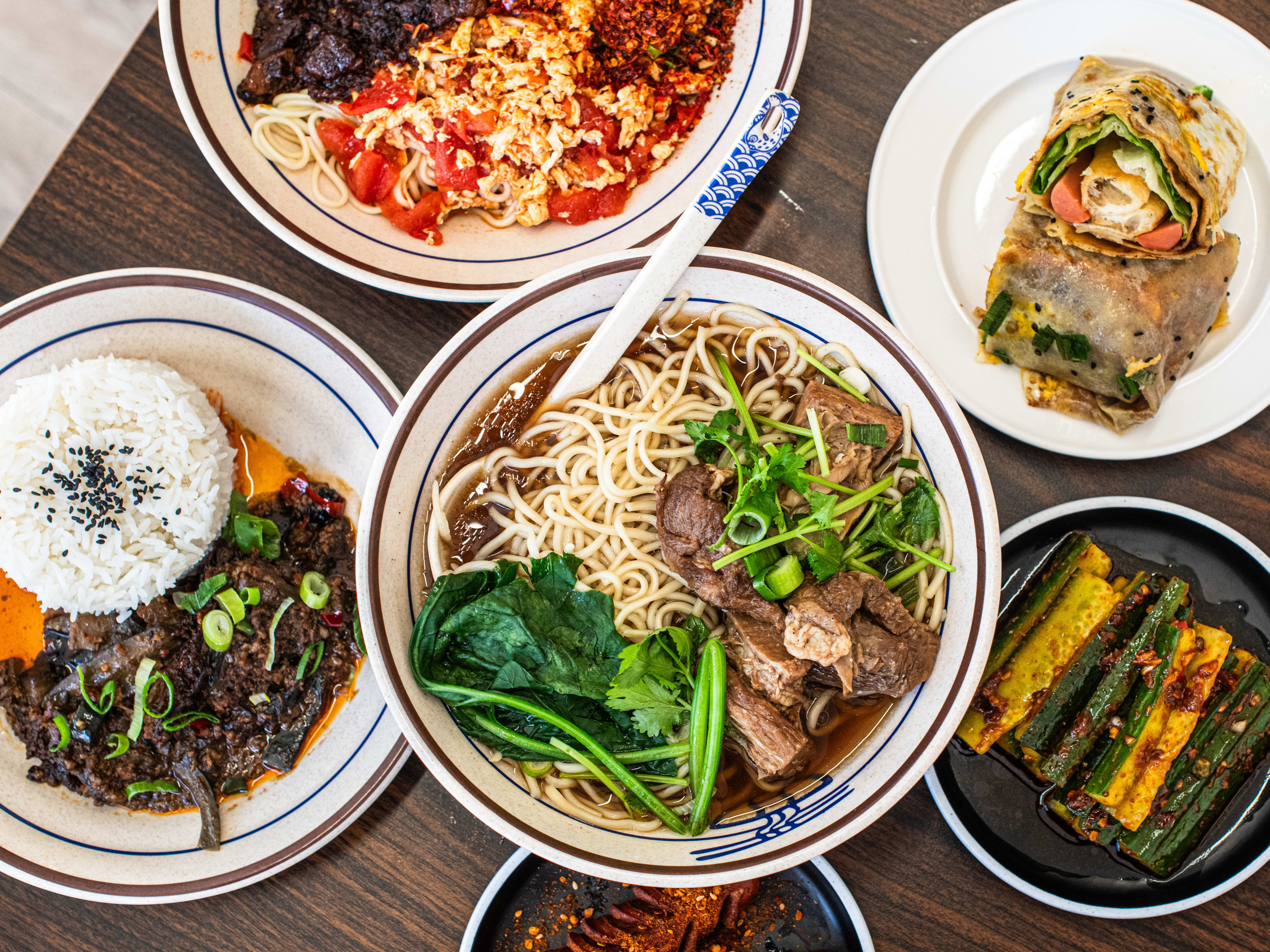 A group of dishes from Dr.Noodle.