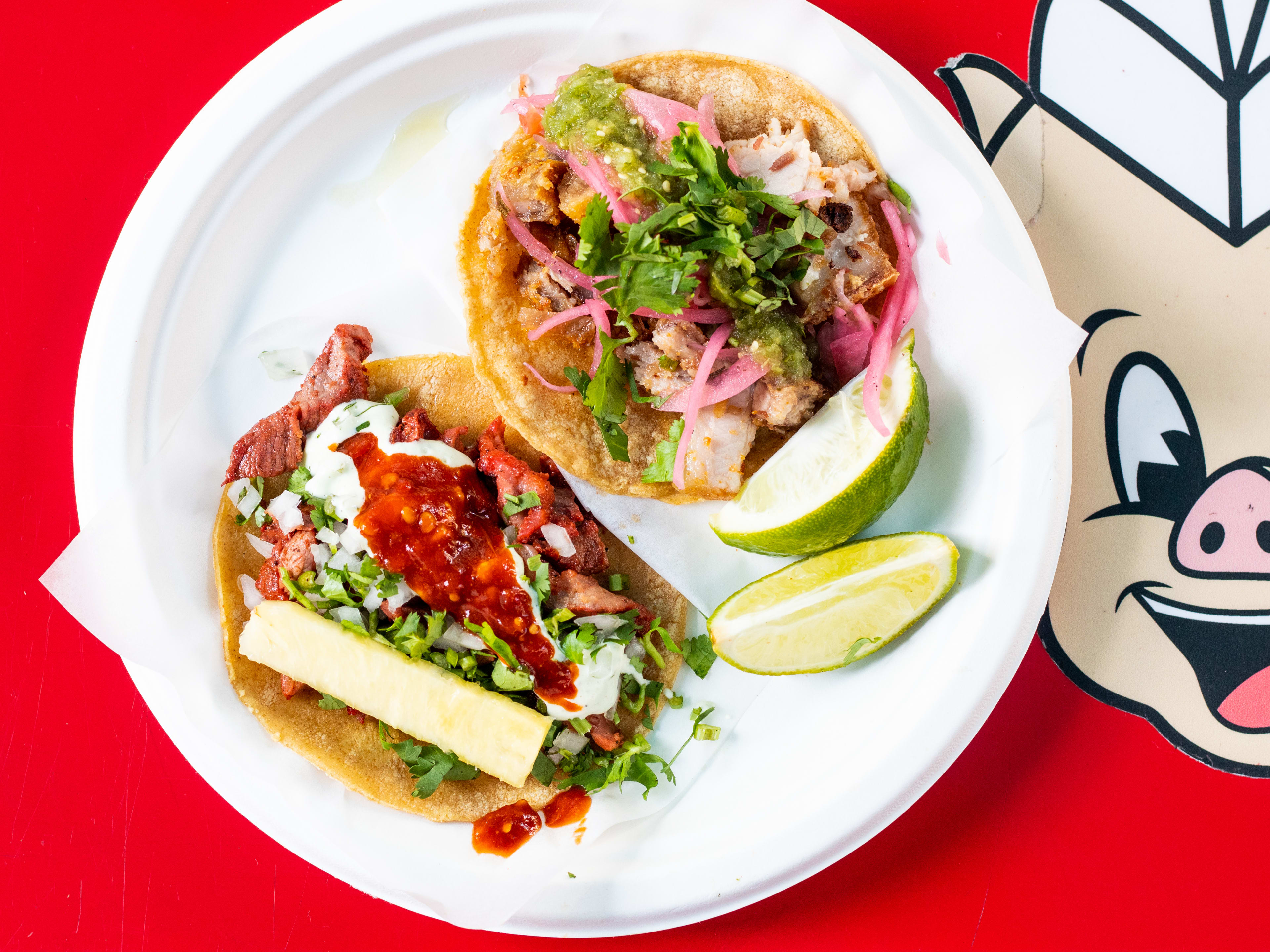 Two tacos from tacos el porky