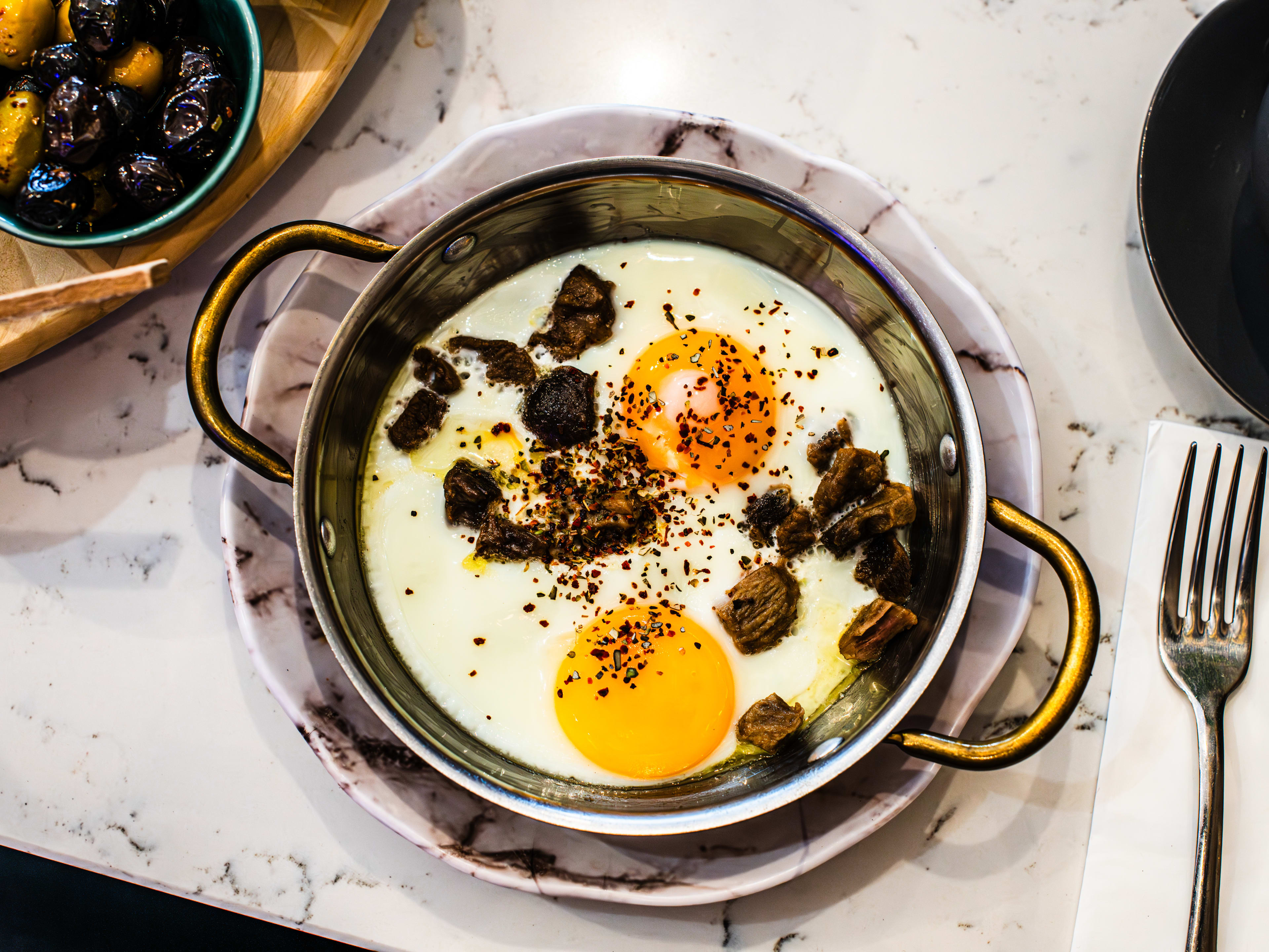 Egg portion of the Karadeniz Breakfast from Emy's Kitchen.