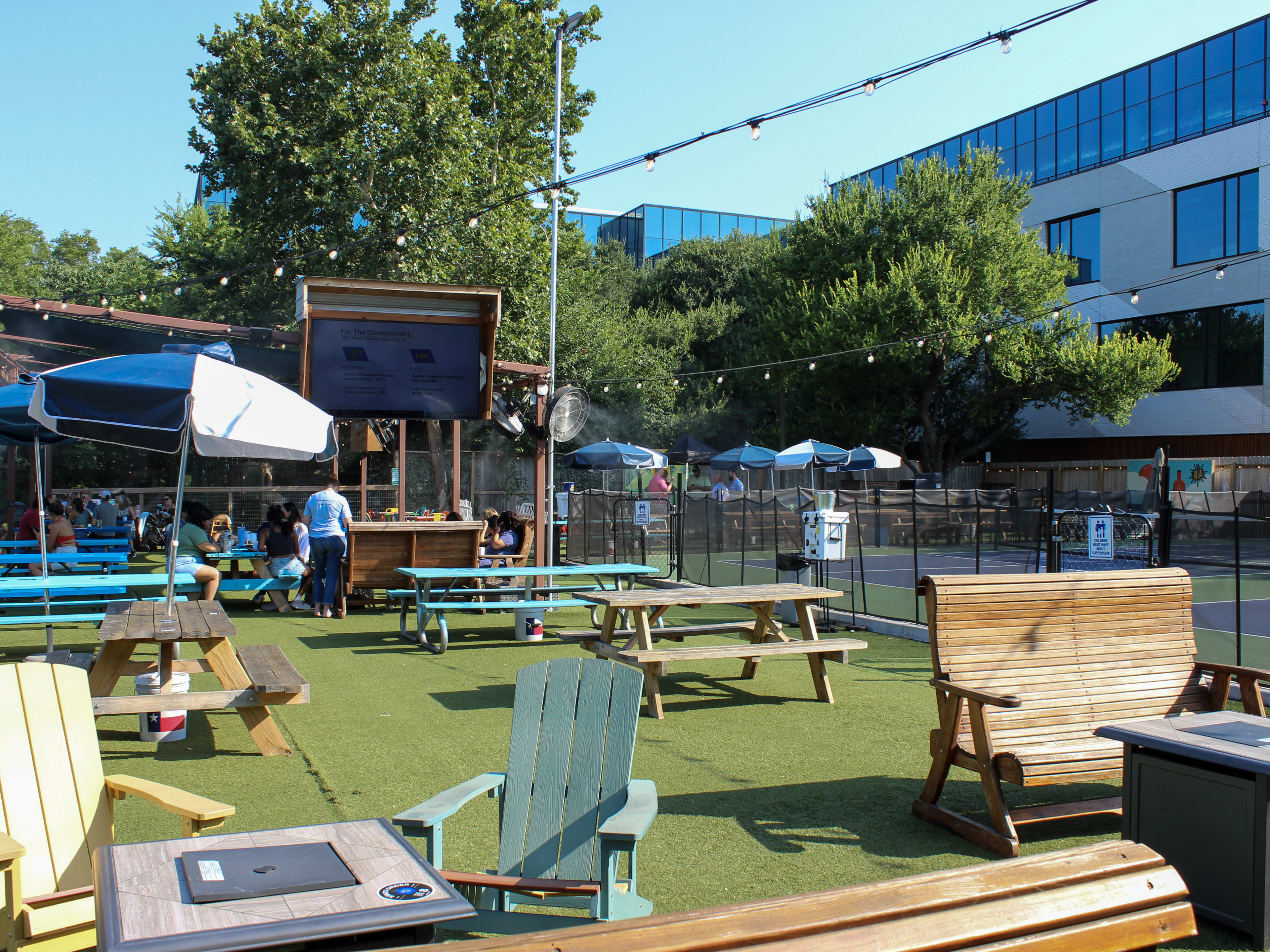 The turf covered patio at Bouldin Acres.