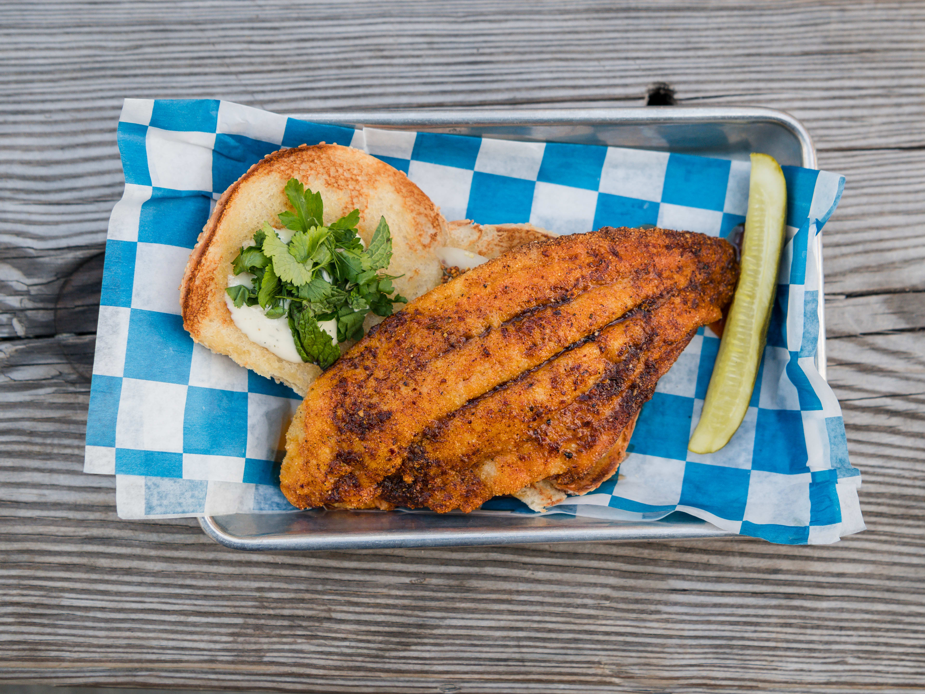 Blackened grouper sandwich.