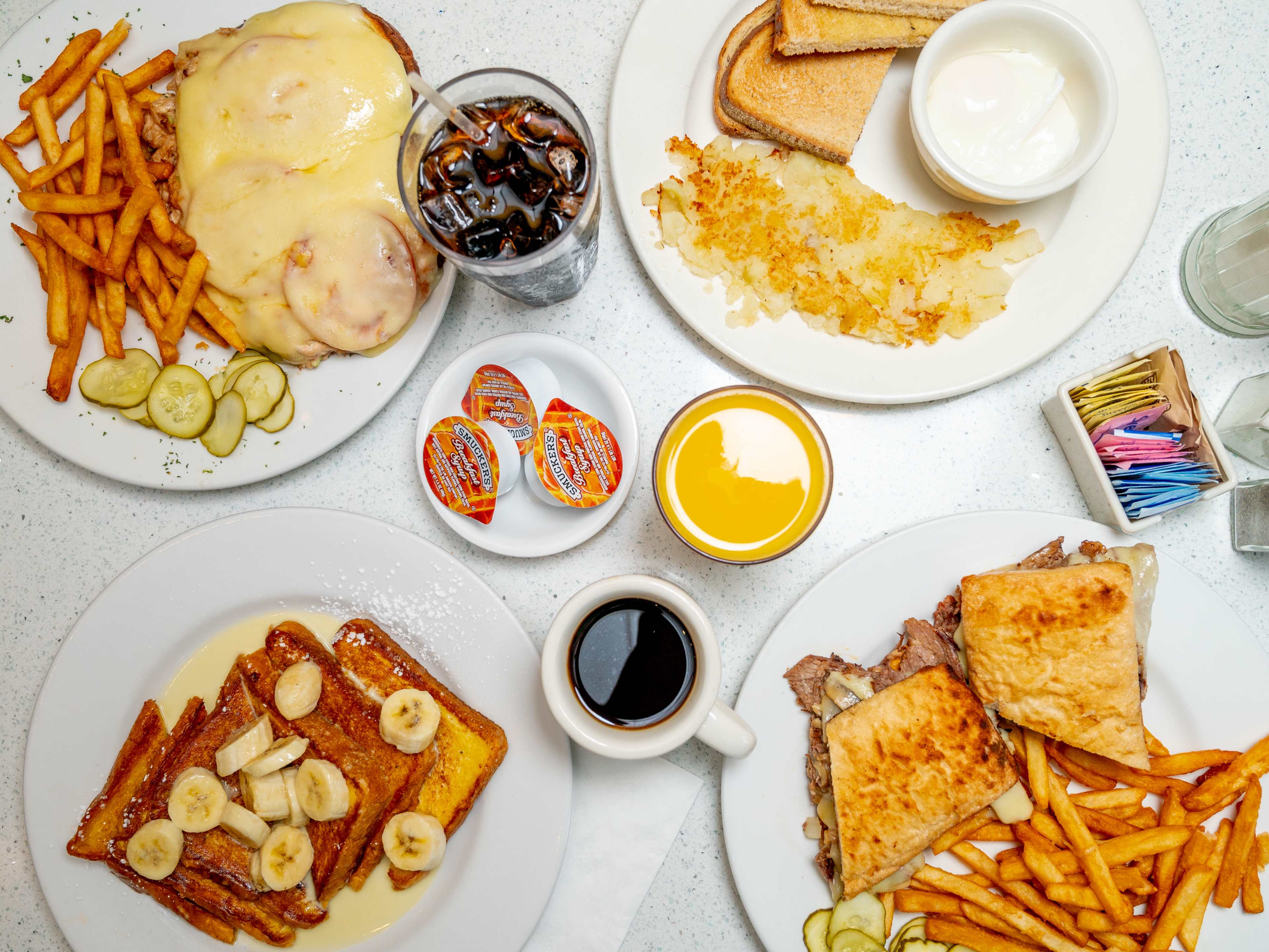 This is a food spread from Fishtown Diner.