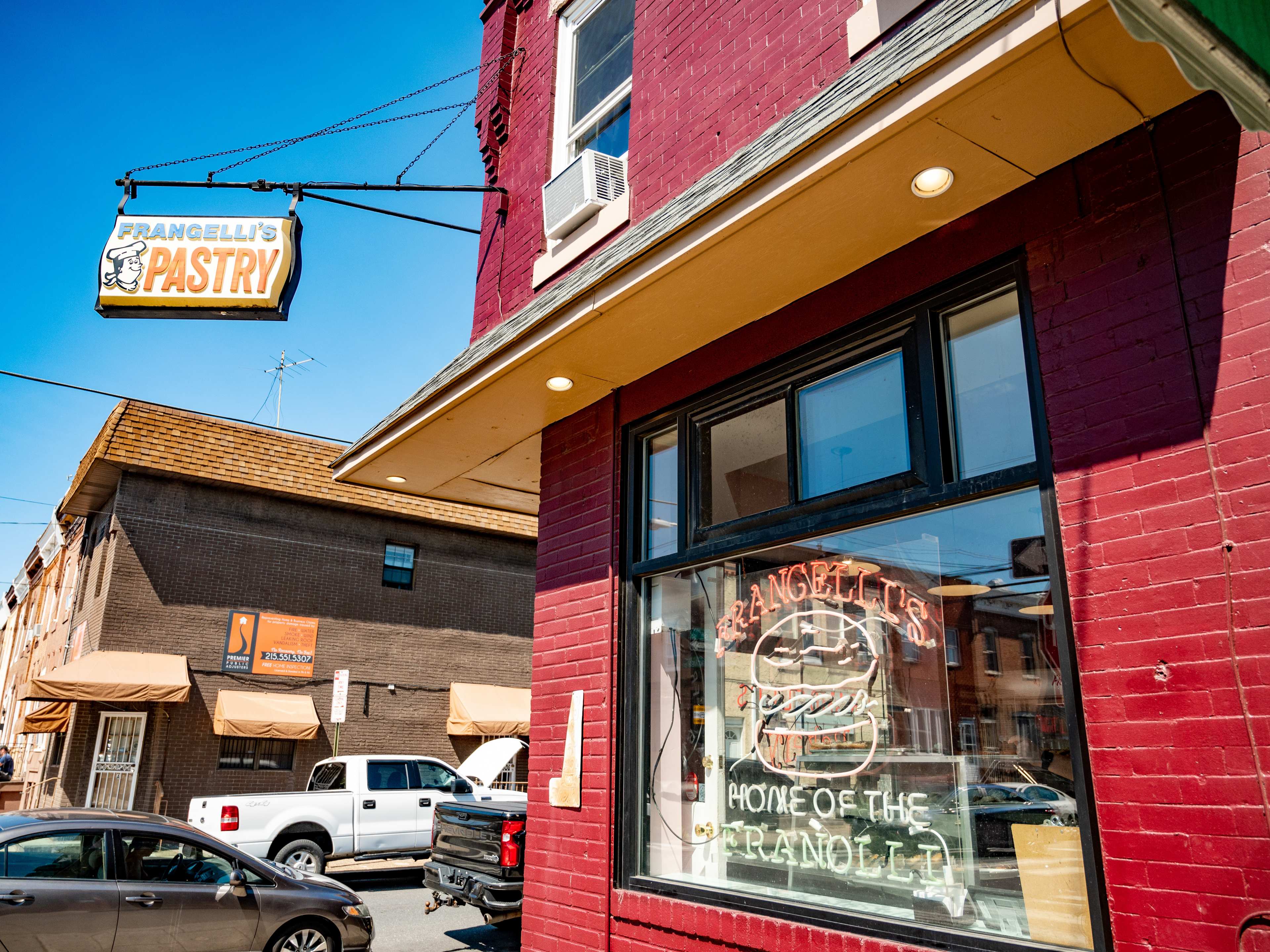 This is the exterior of Frangelli's Bakery.