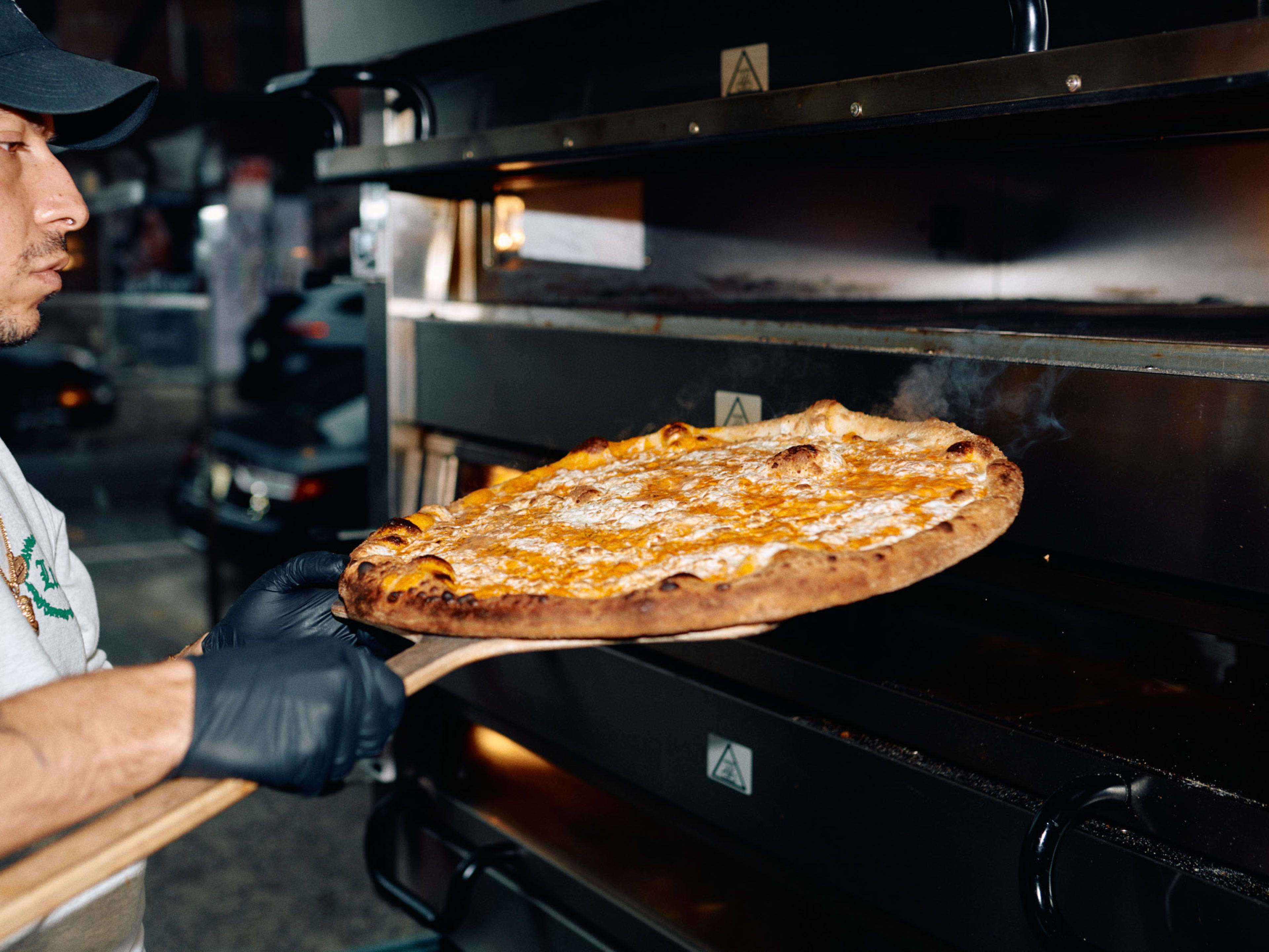 A vodka pizza at Lucia Pizza of Soho.