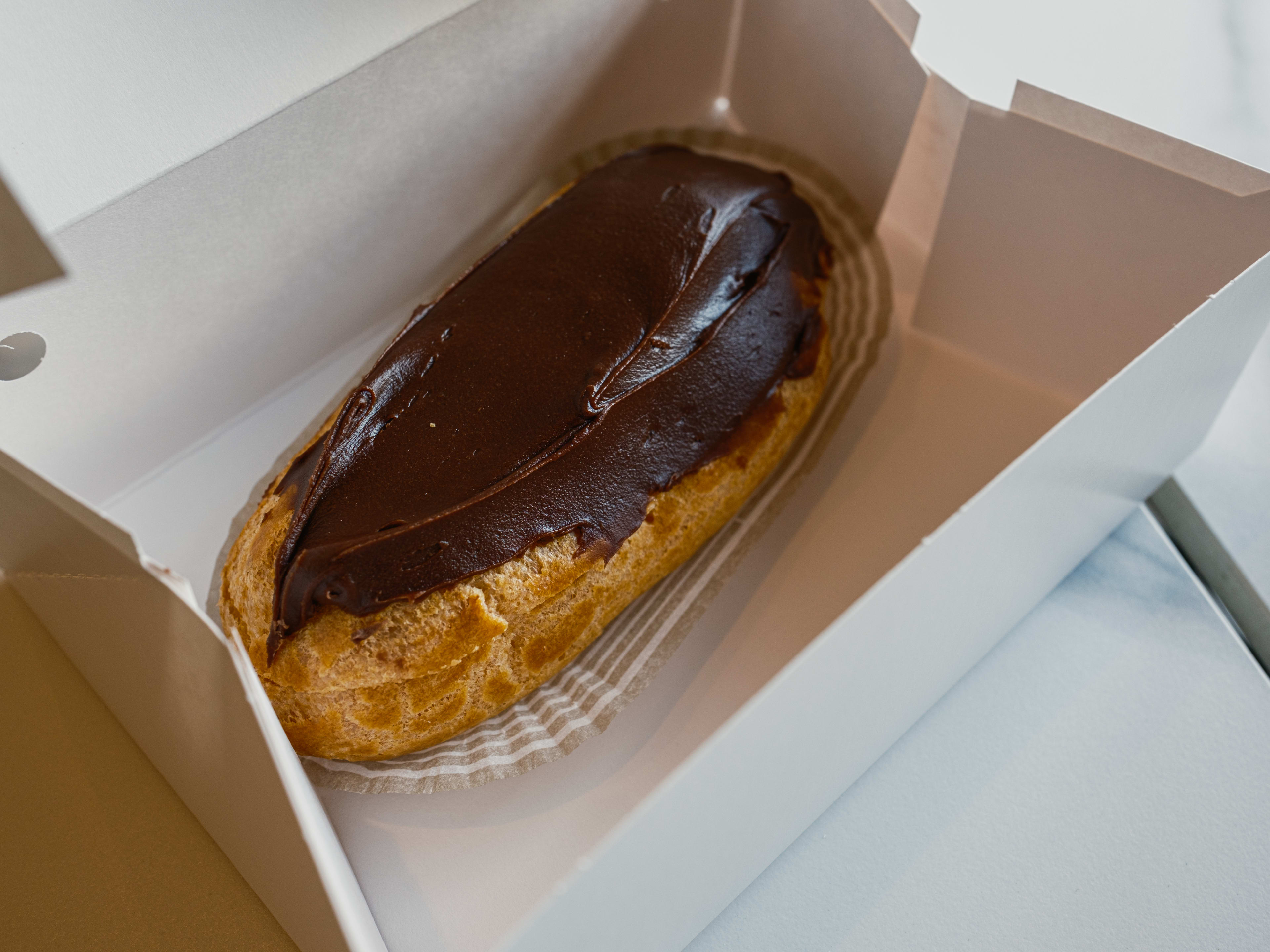 A chocolate eclair from French Gourmet.