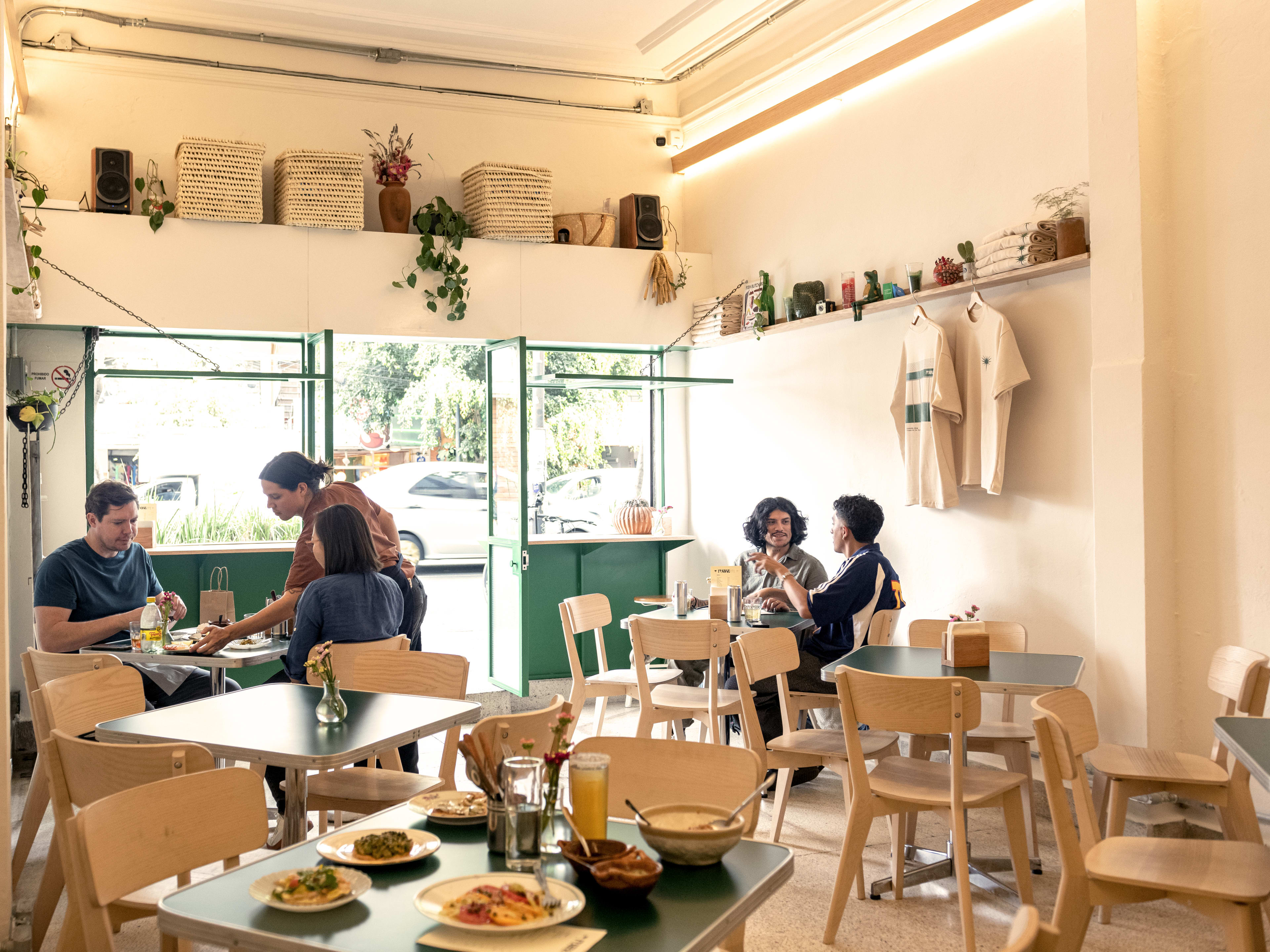 Bright interior space during lunch service at Fugaz