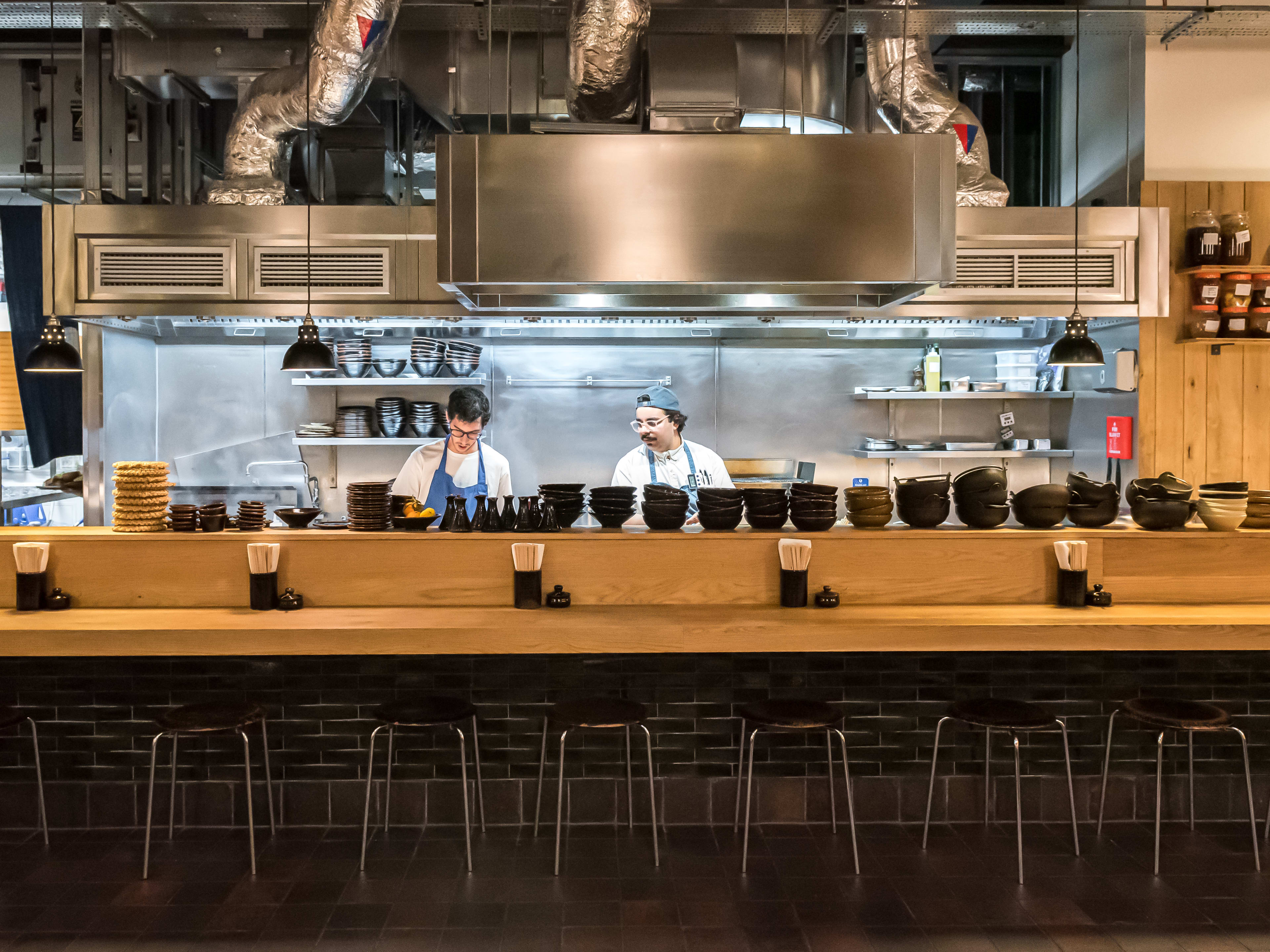 The counter and kitchen at Koya City.