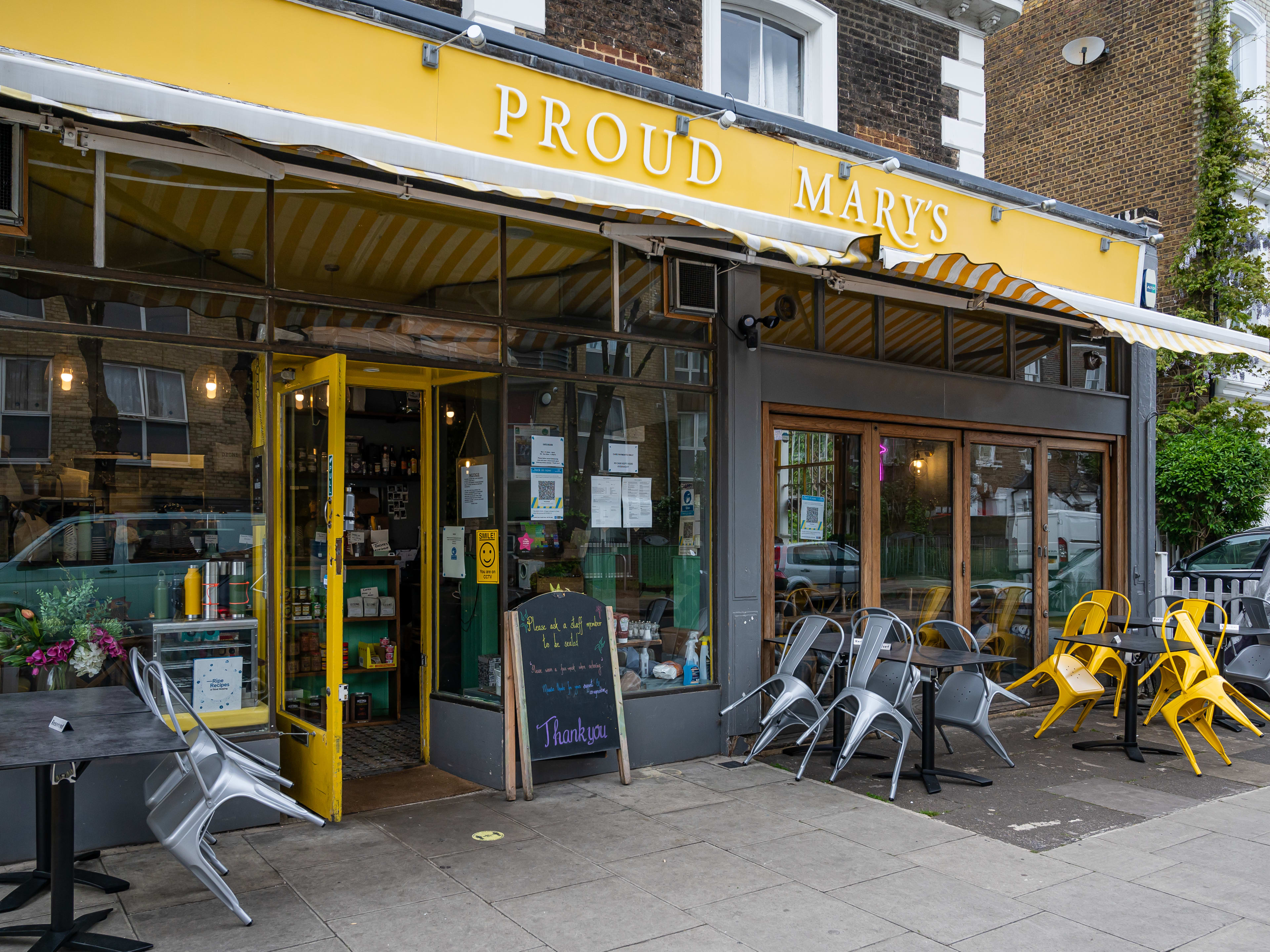 The exterior of Proud Mary’s.