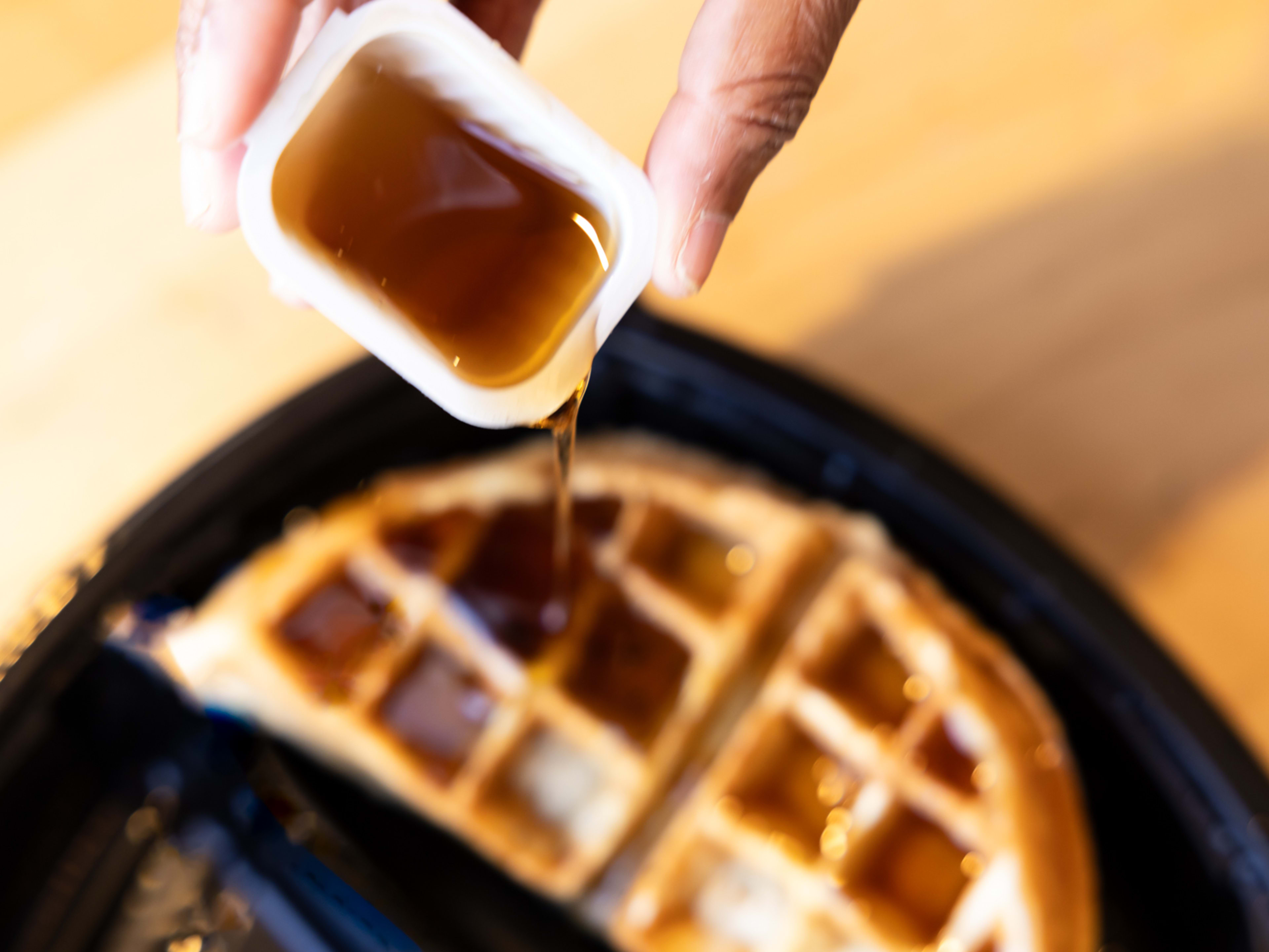 Waffle with syrup drizzle