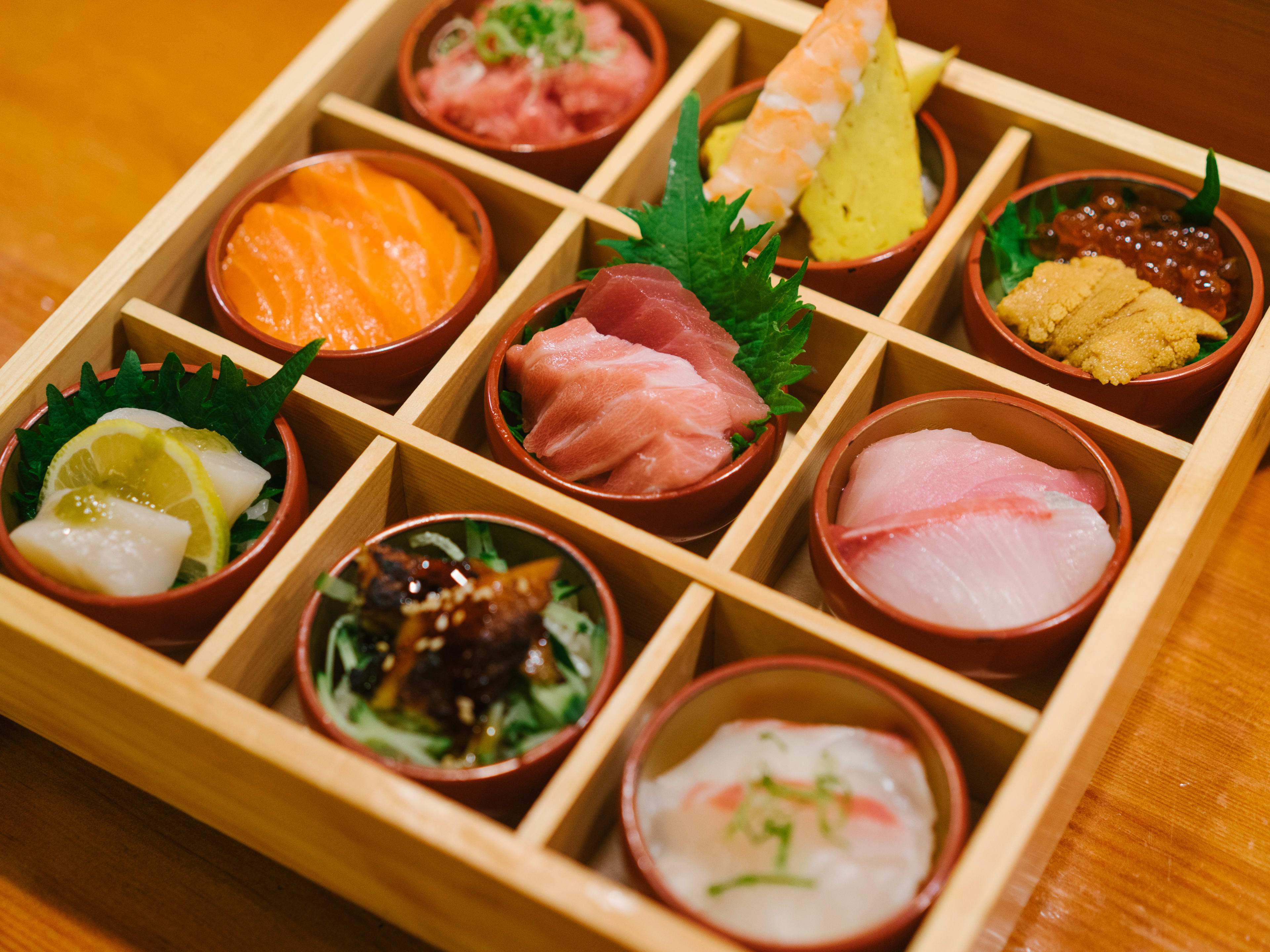 Bento box with sashimi.