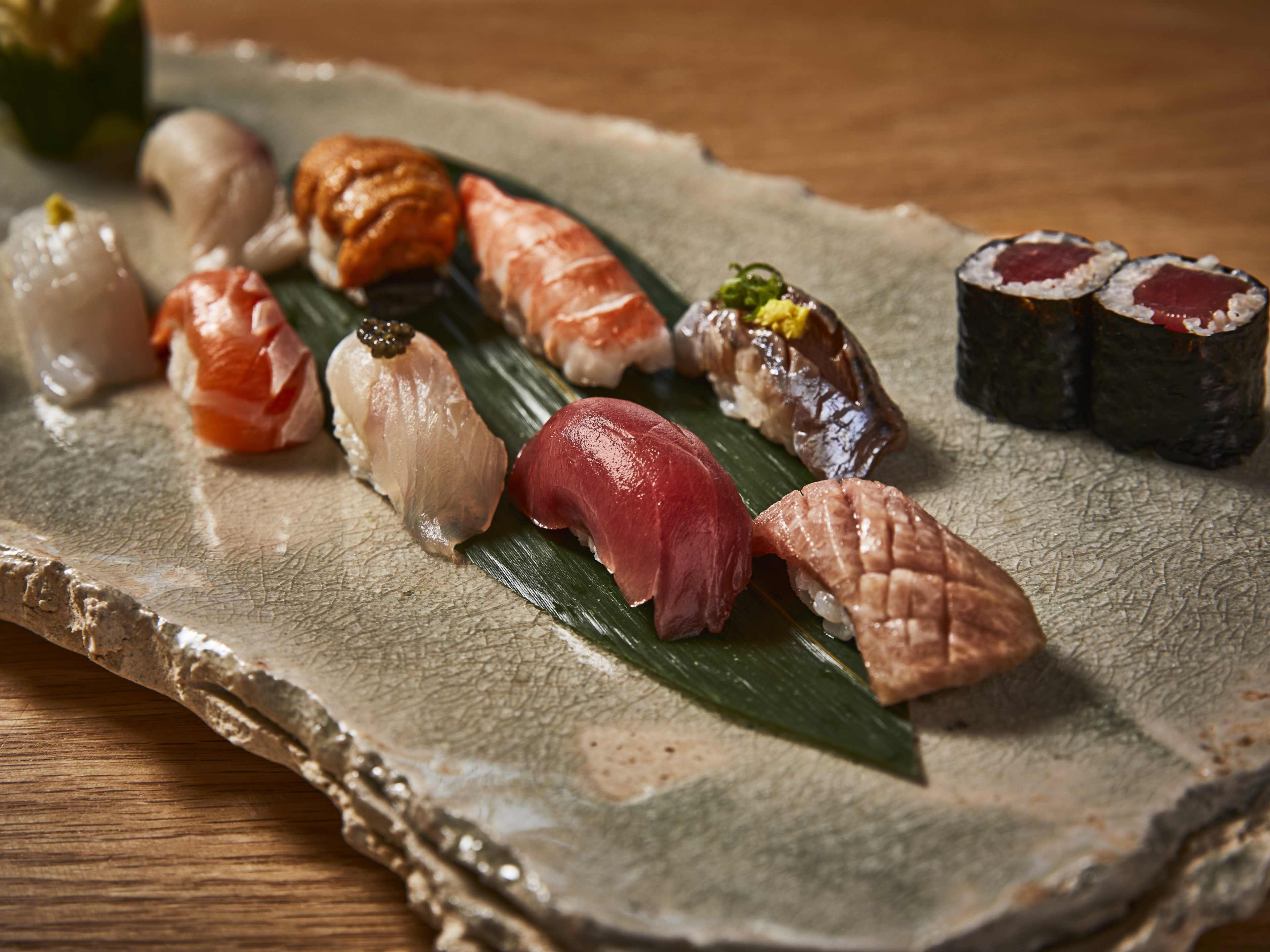 slate with different nigiri