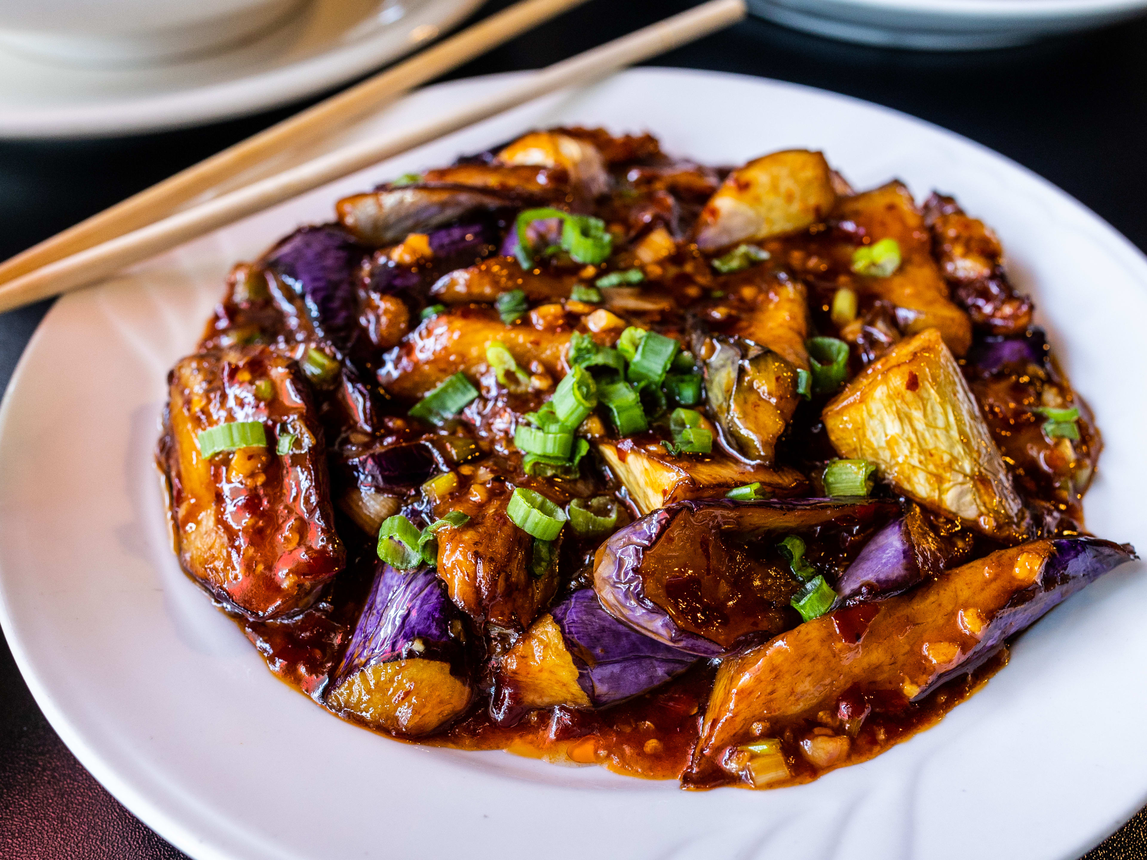 The eggplant in garlic sauce from House Of Three Gorges.
