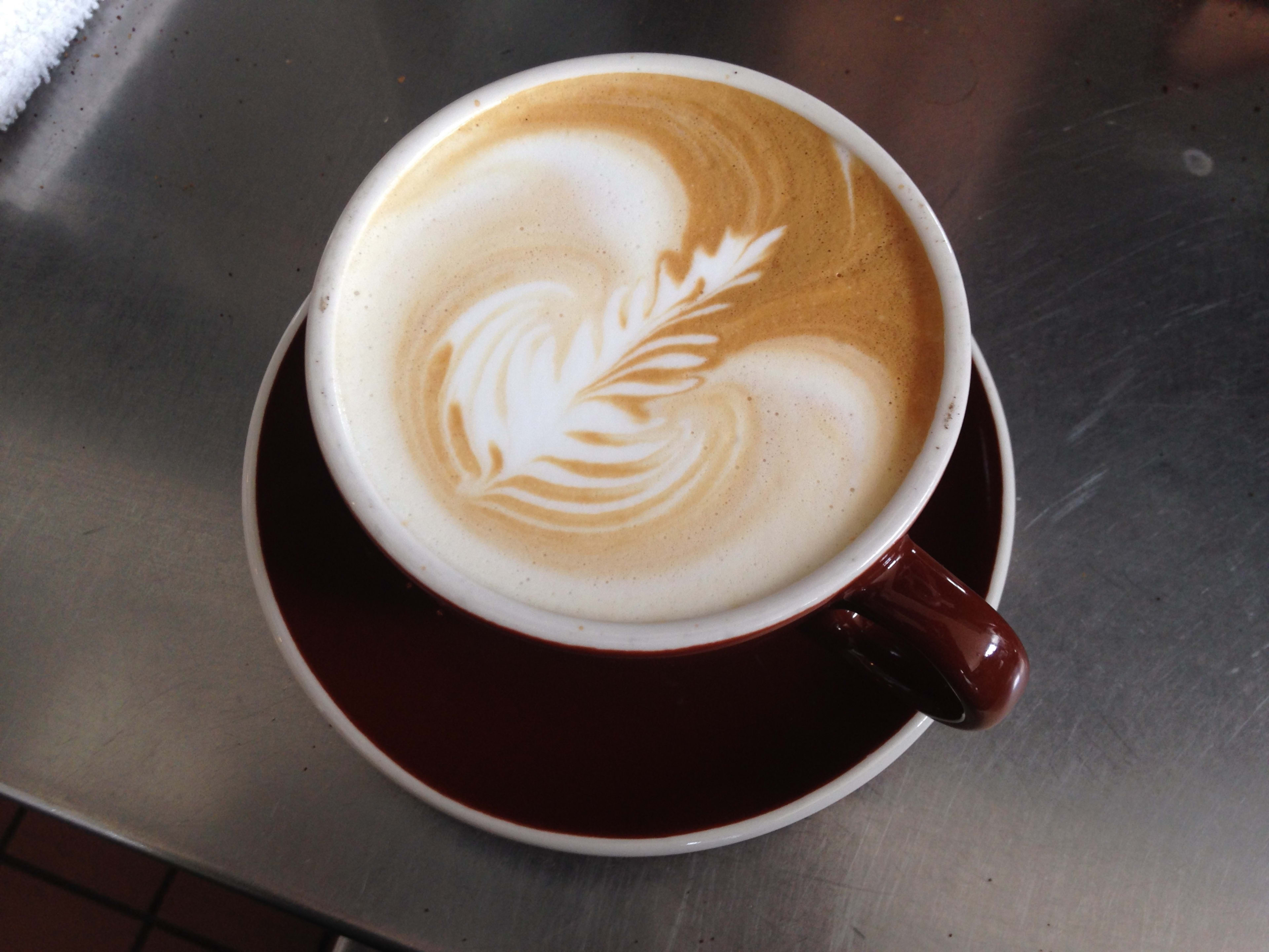 latte in a ceramic coffee cup