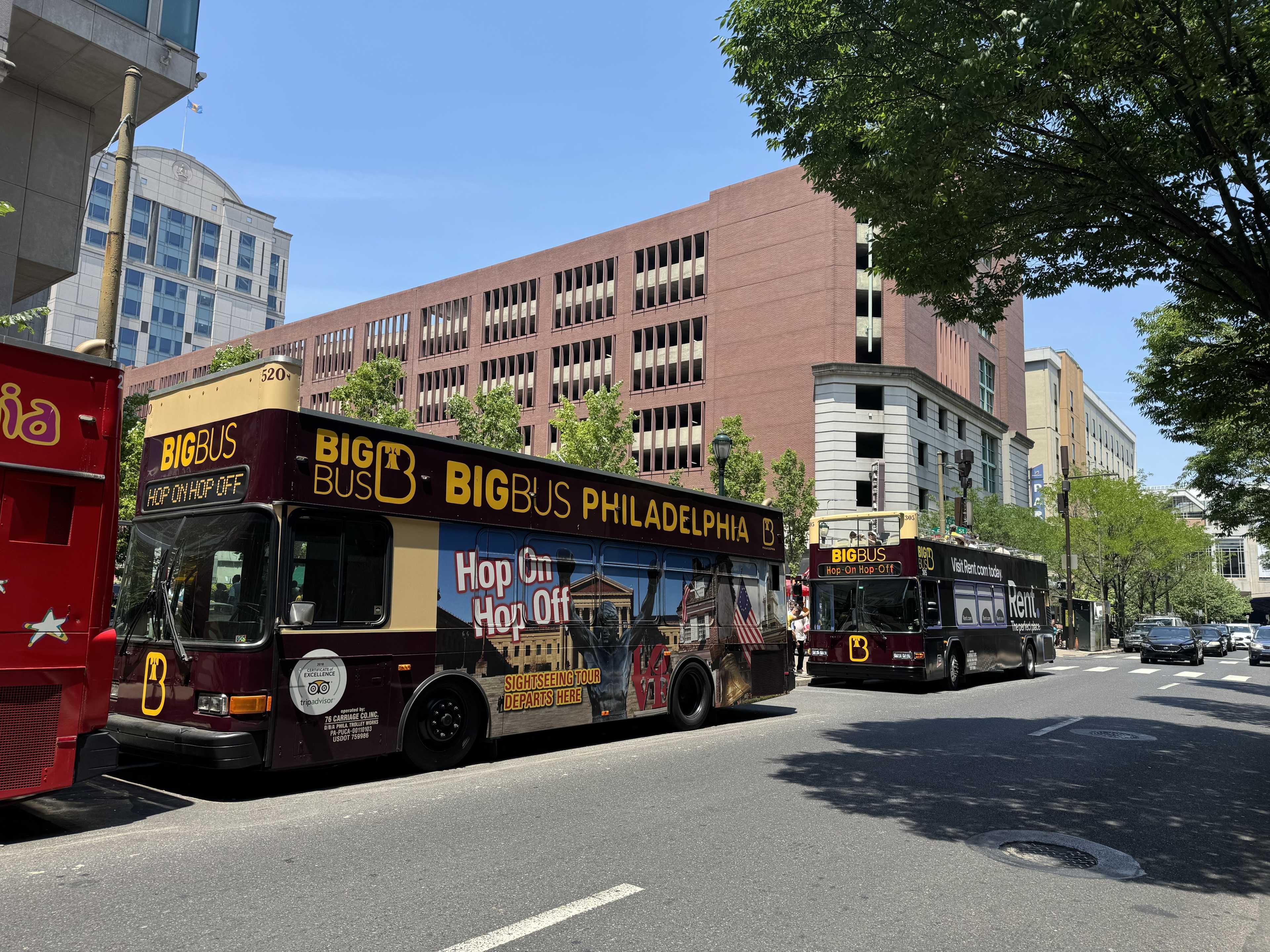 This is a shot of two Big Bus Tours buses.