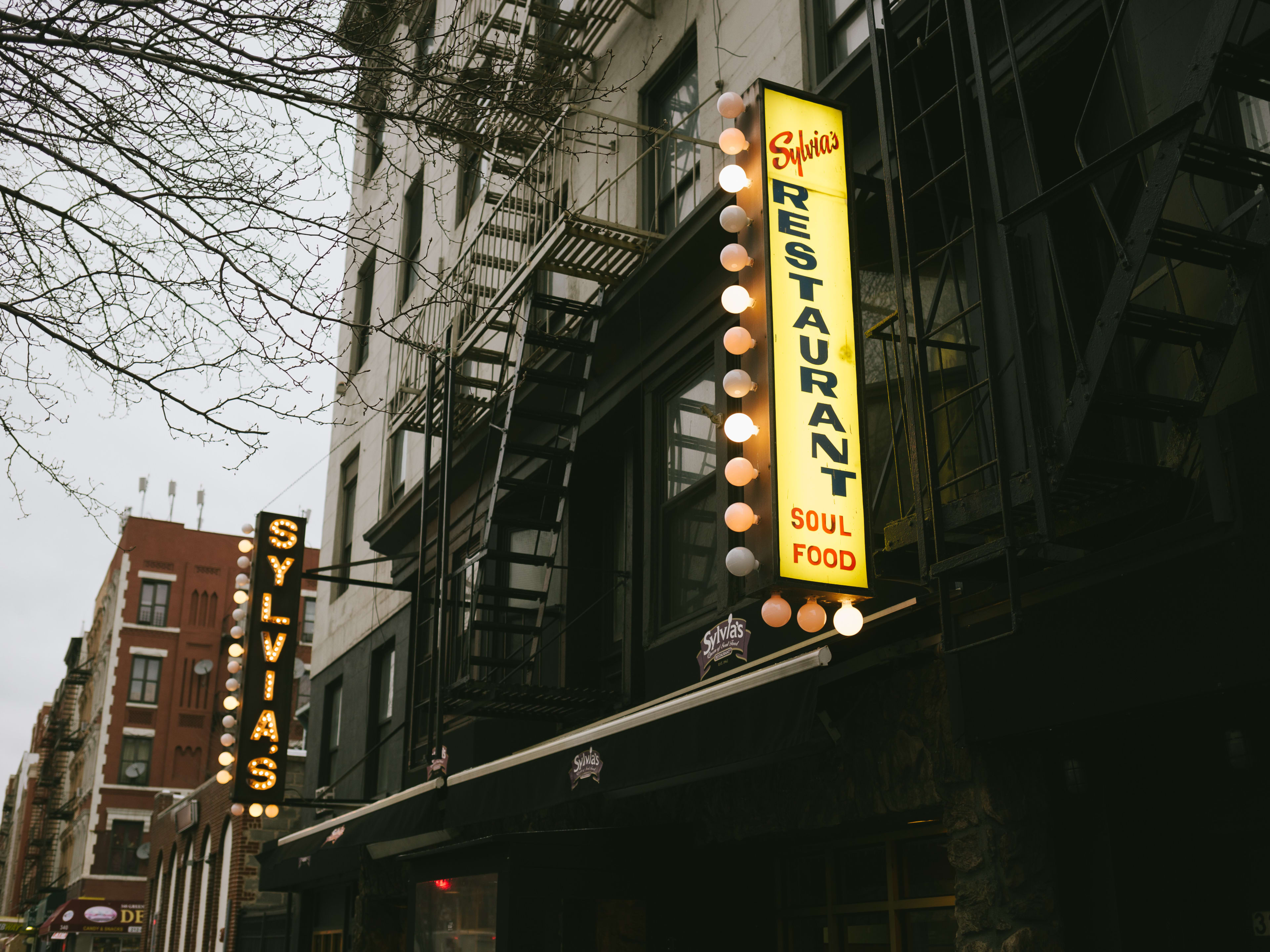 The Sylvia's sign outside Sylvia’s.