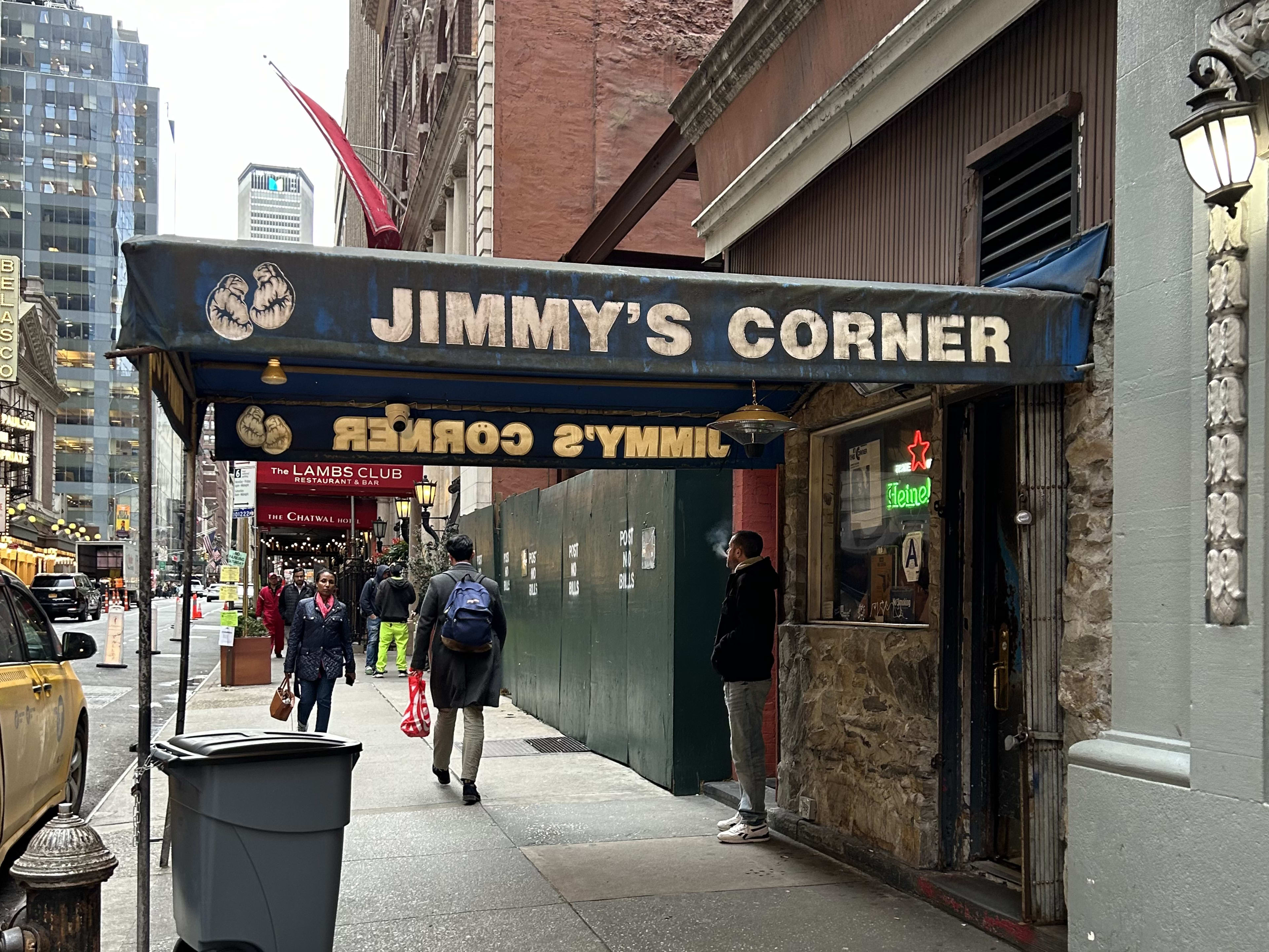 The green awning at Jimmy's Corner.