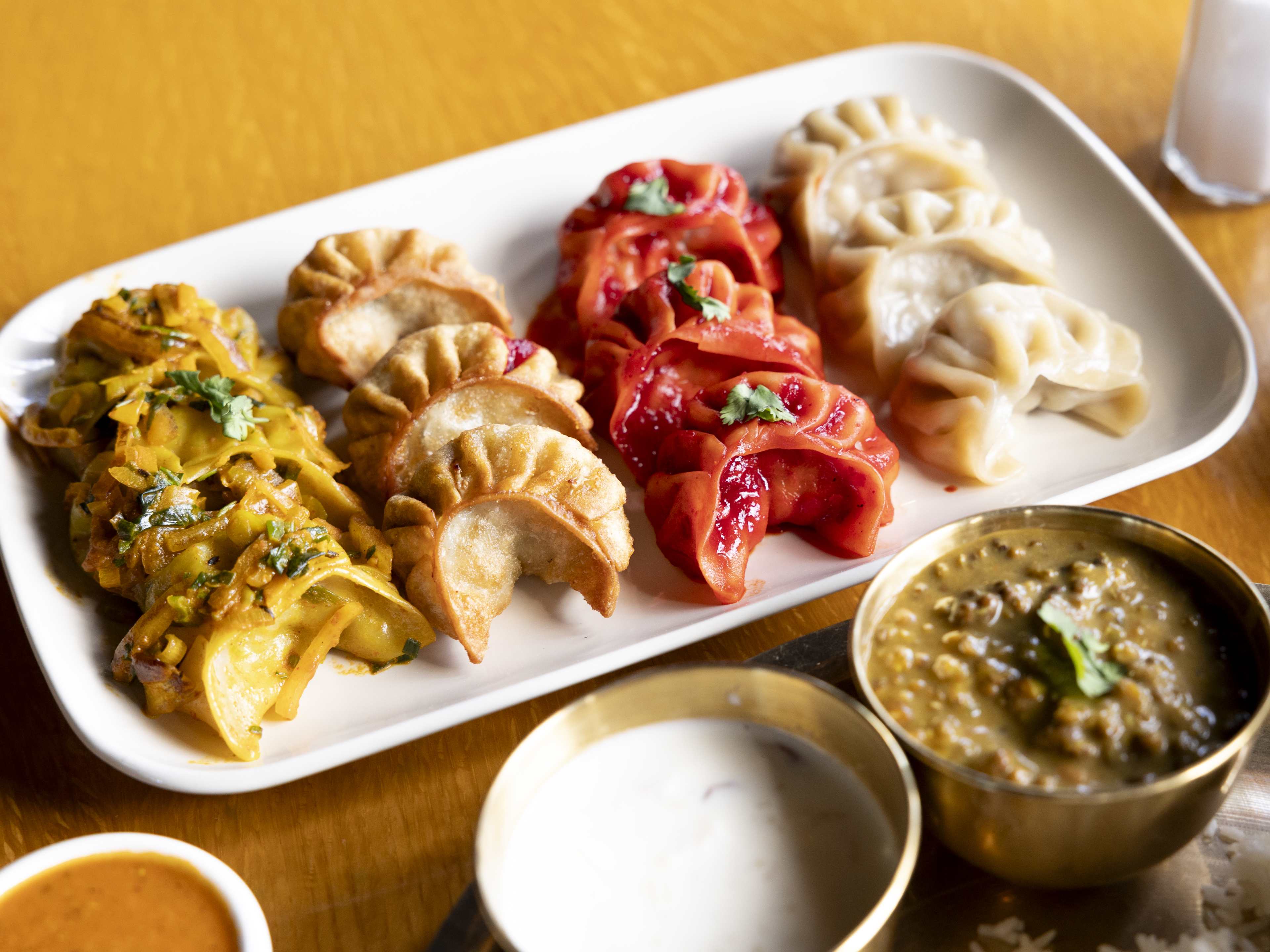 Platter of assorted momo dumplings