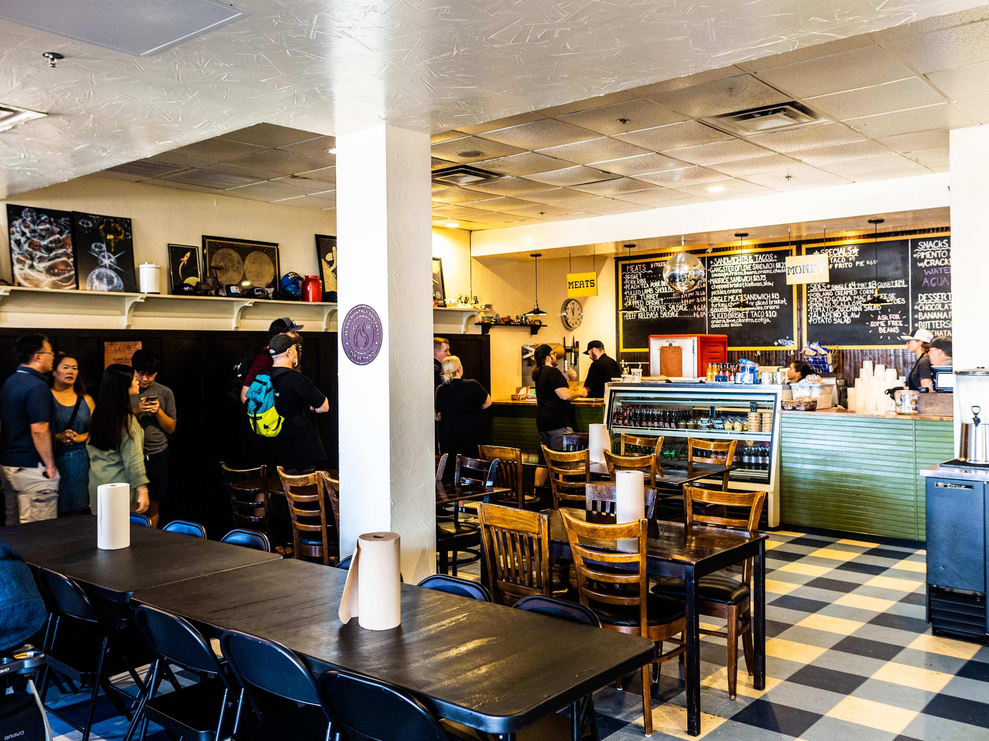 People line up to order at Interstellar BBQ.