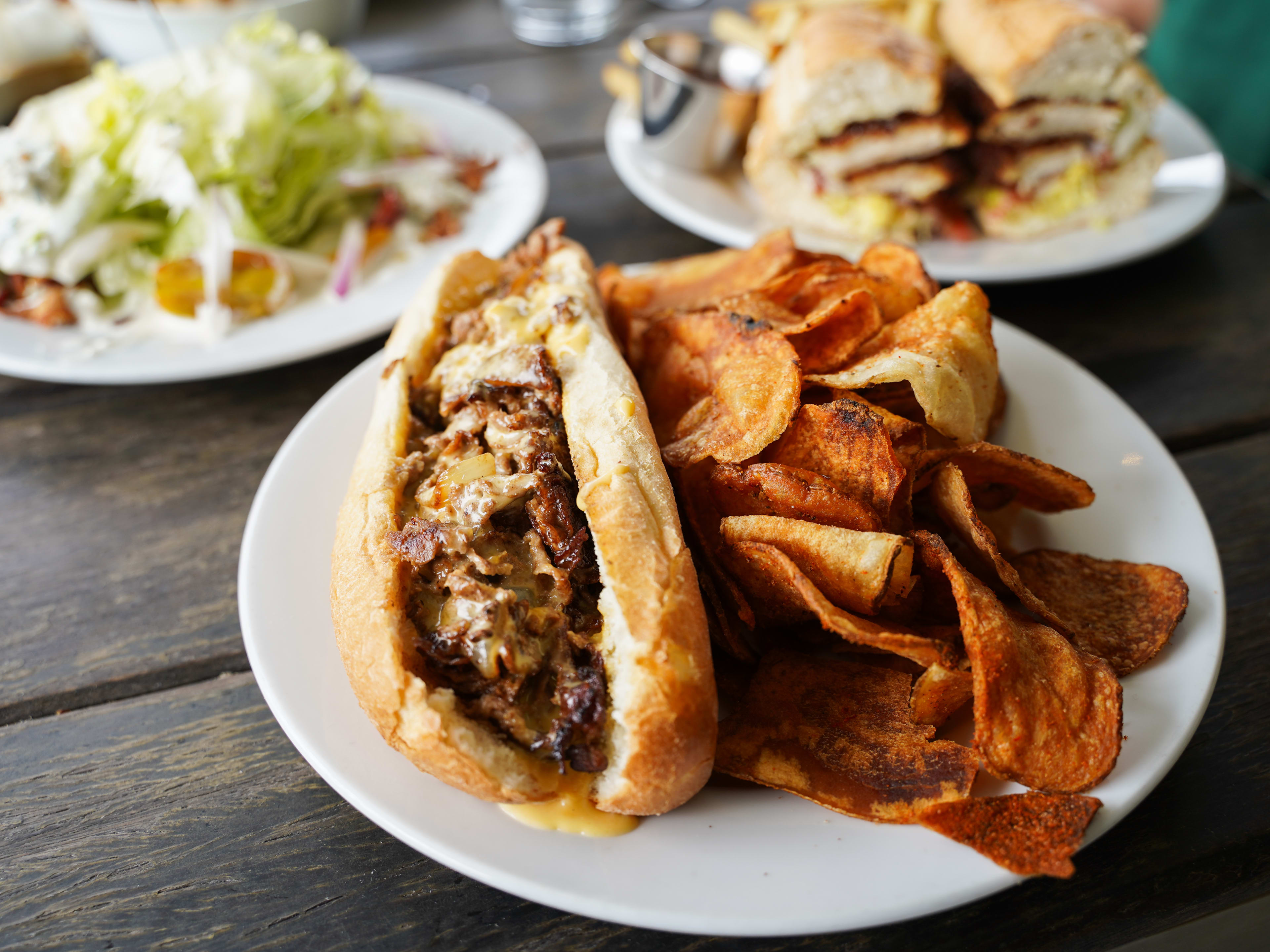 Hot dog and homemade potato chips at Berkeley's