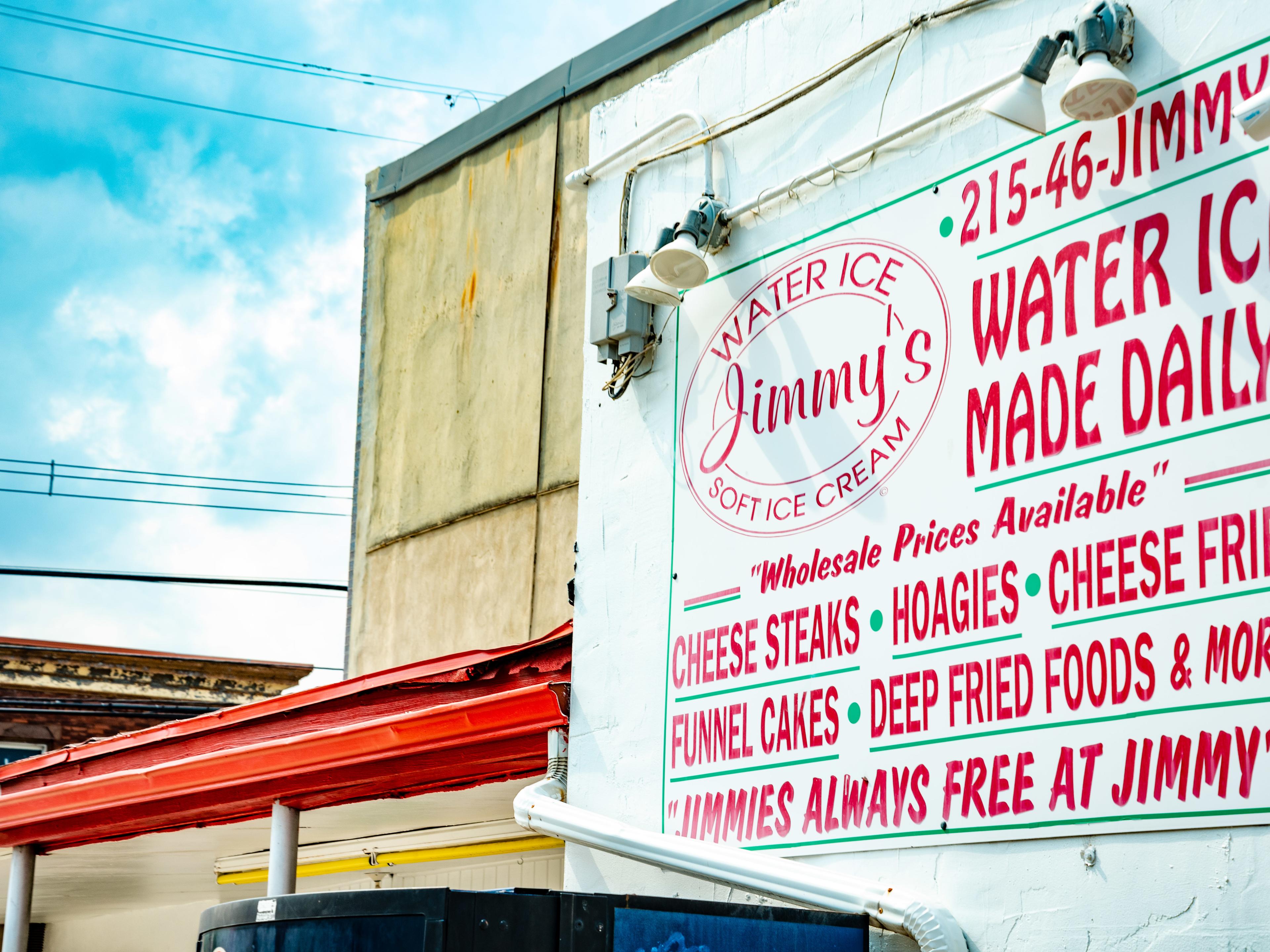 This is the exterior of Jimmy's Water Ice.