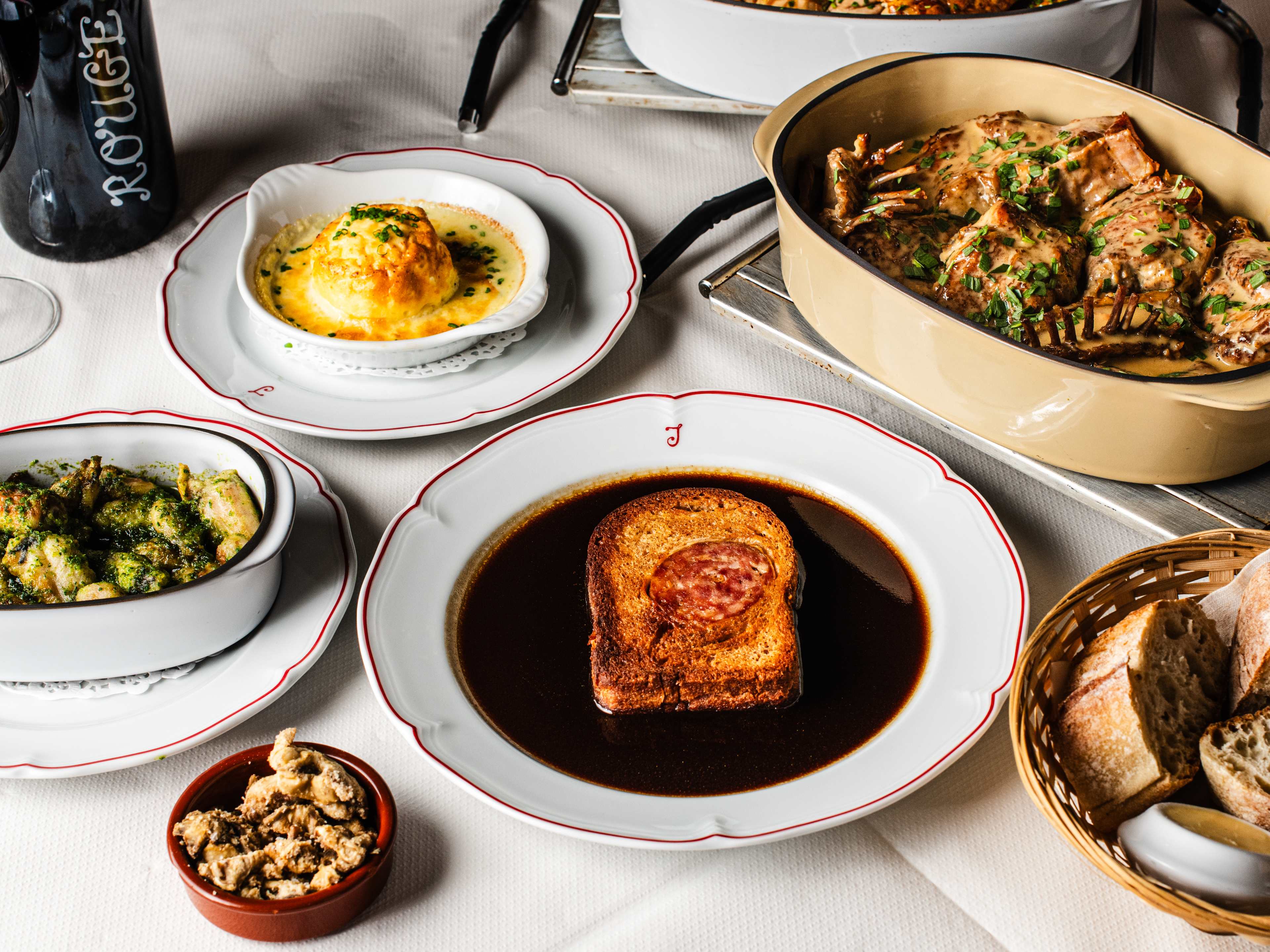 A spread of food at Josephine Bouchon