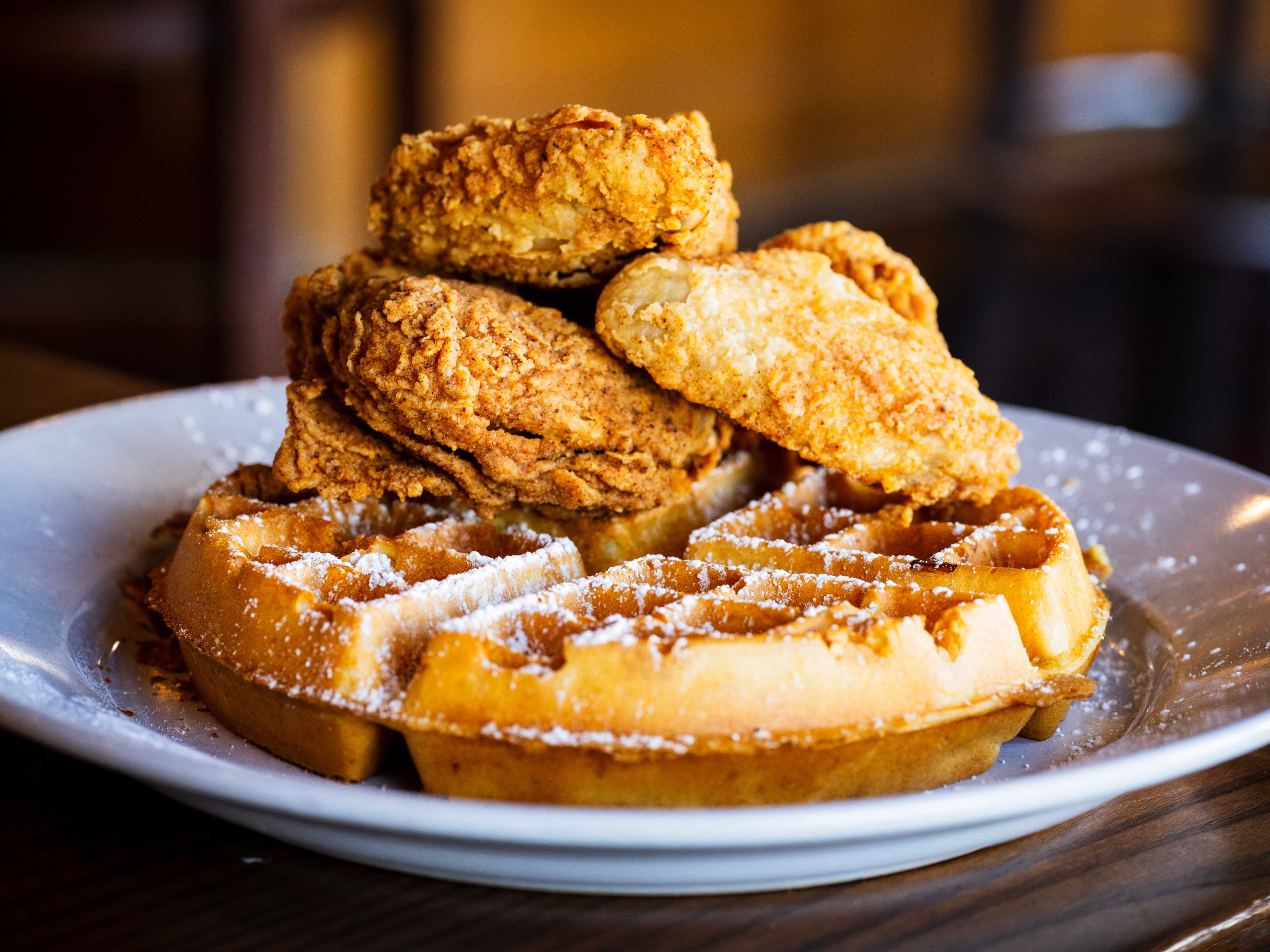 chicken and waffles.