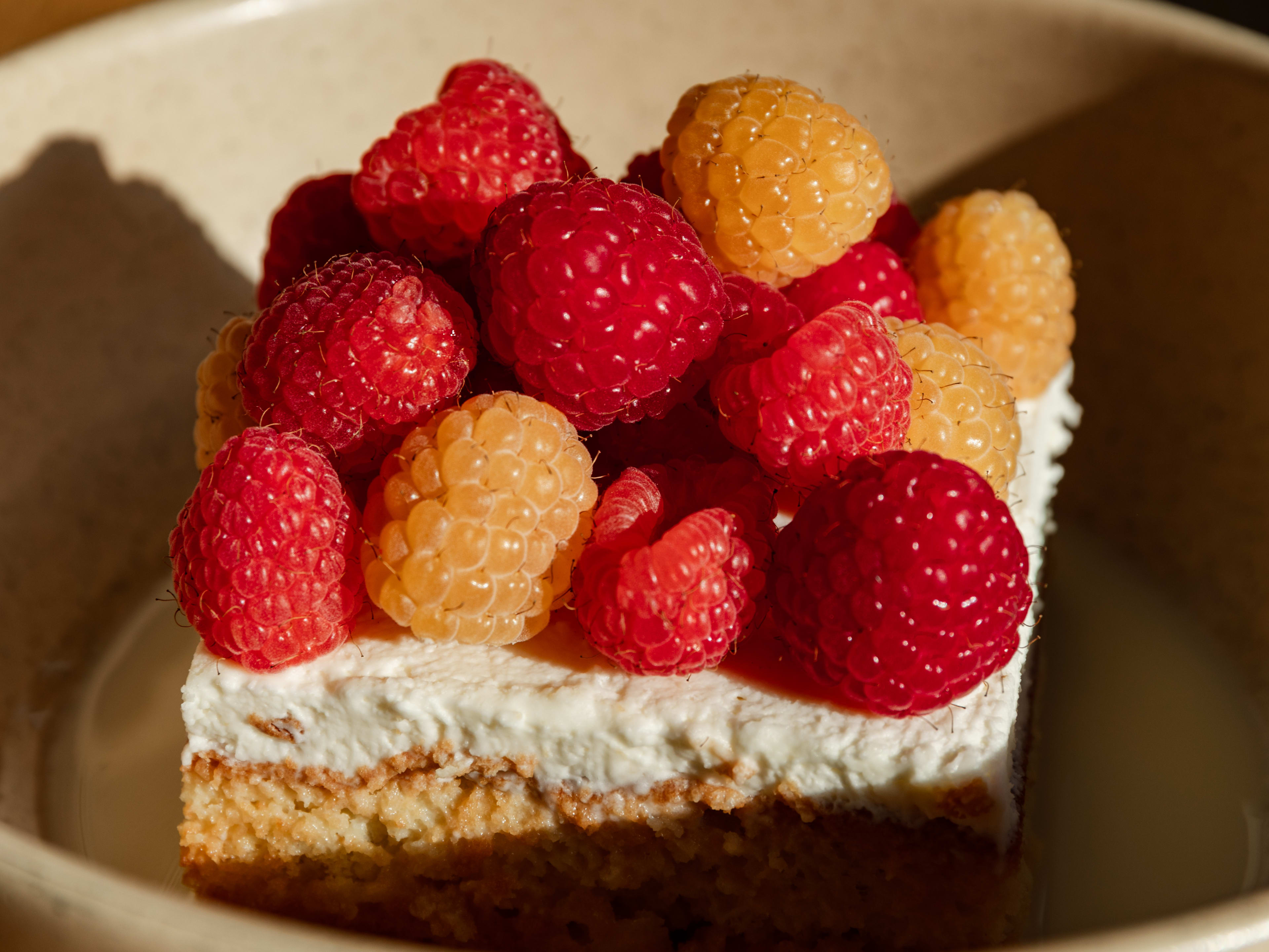 Atla's tres leches with raspberries