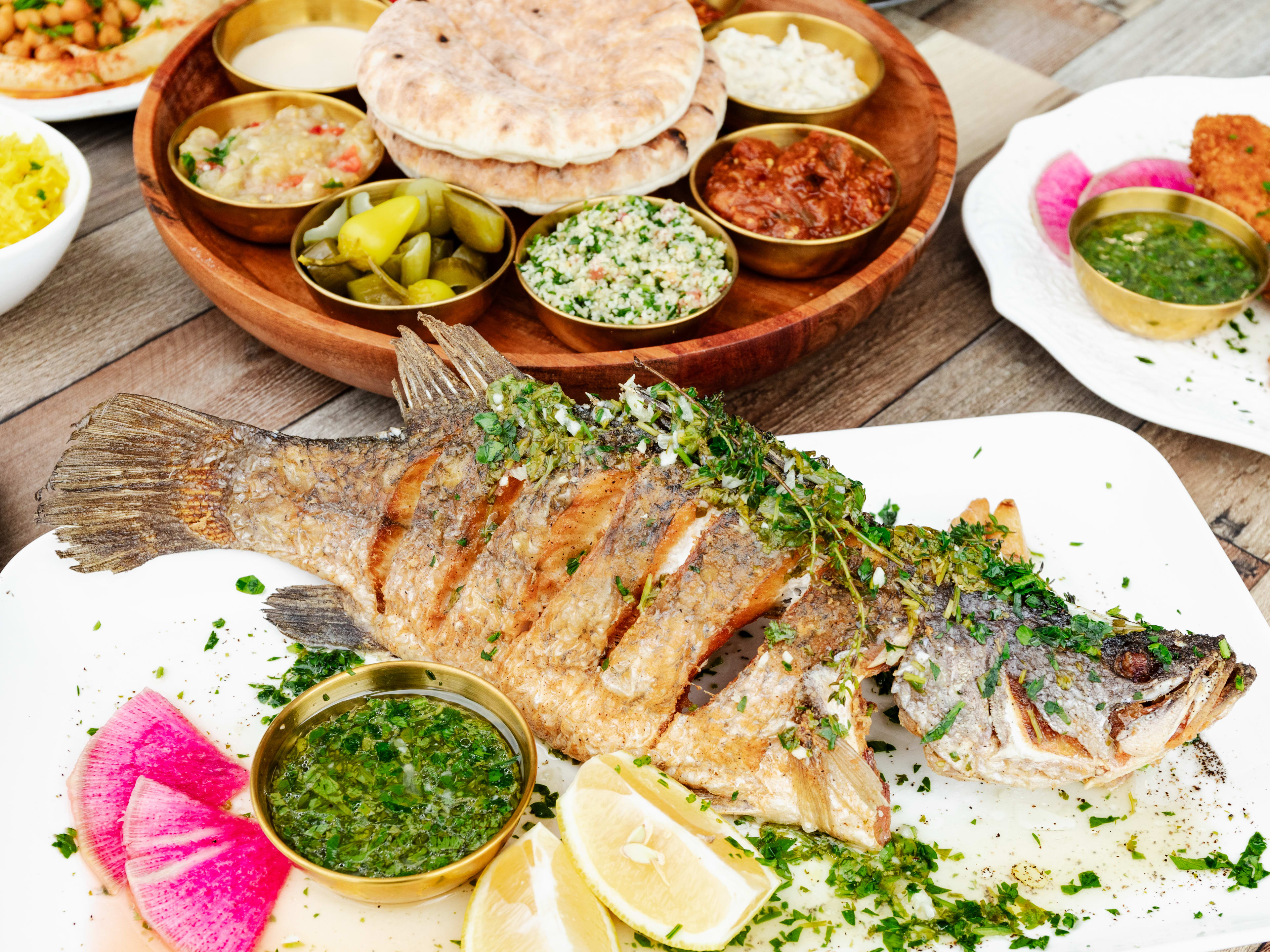 Tel Aviv fried white bass spread