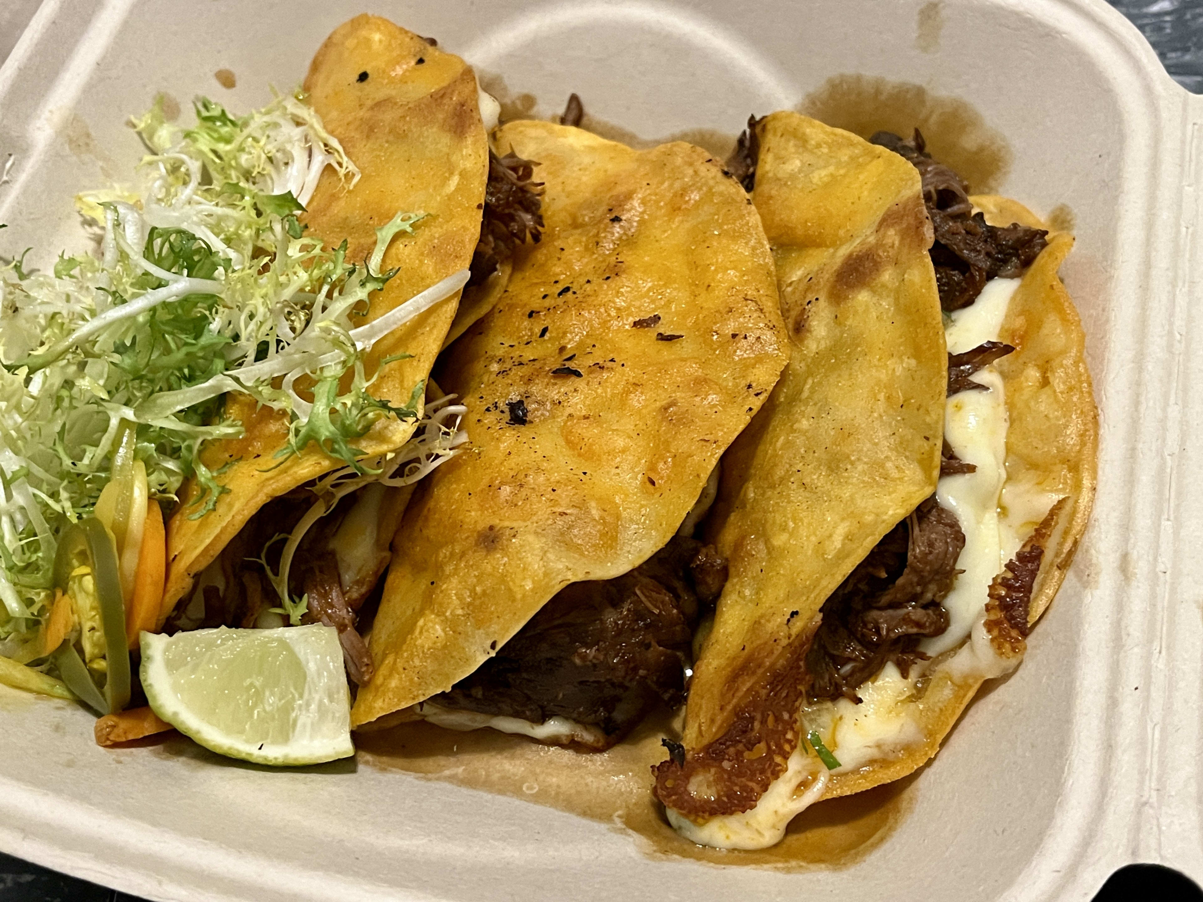 The three quesabirria combo at La Vaca Birria.