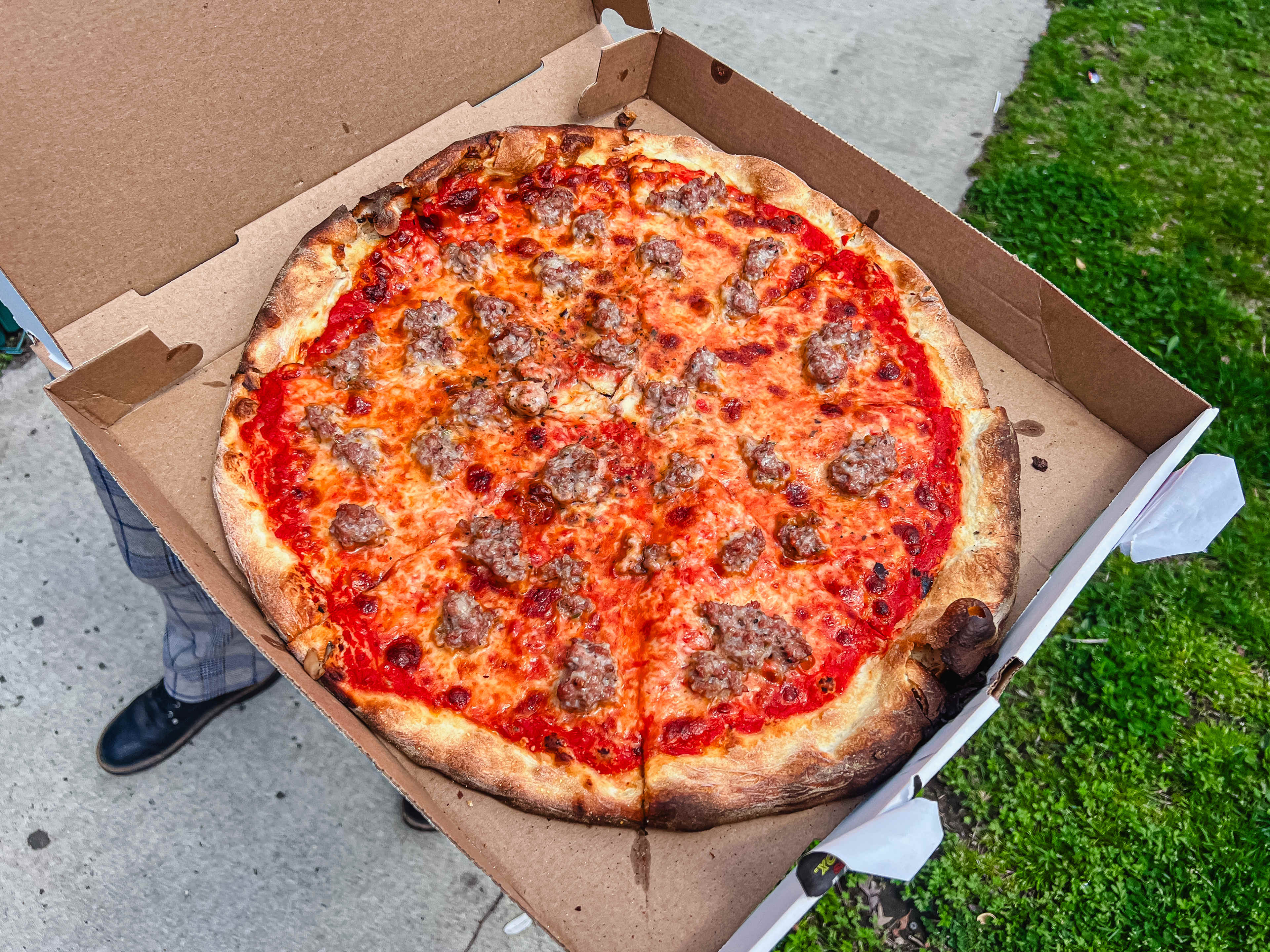 The sausage pie at Louie & Ernie's.