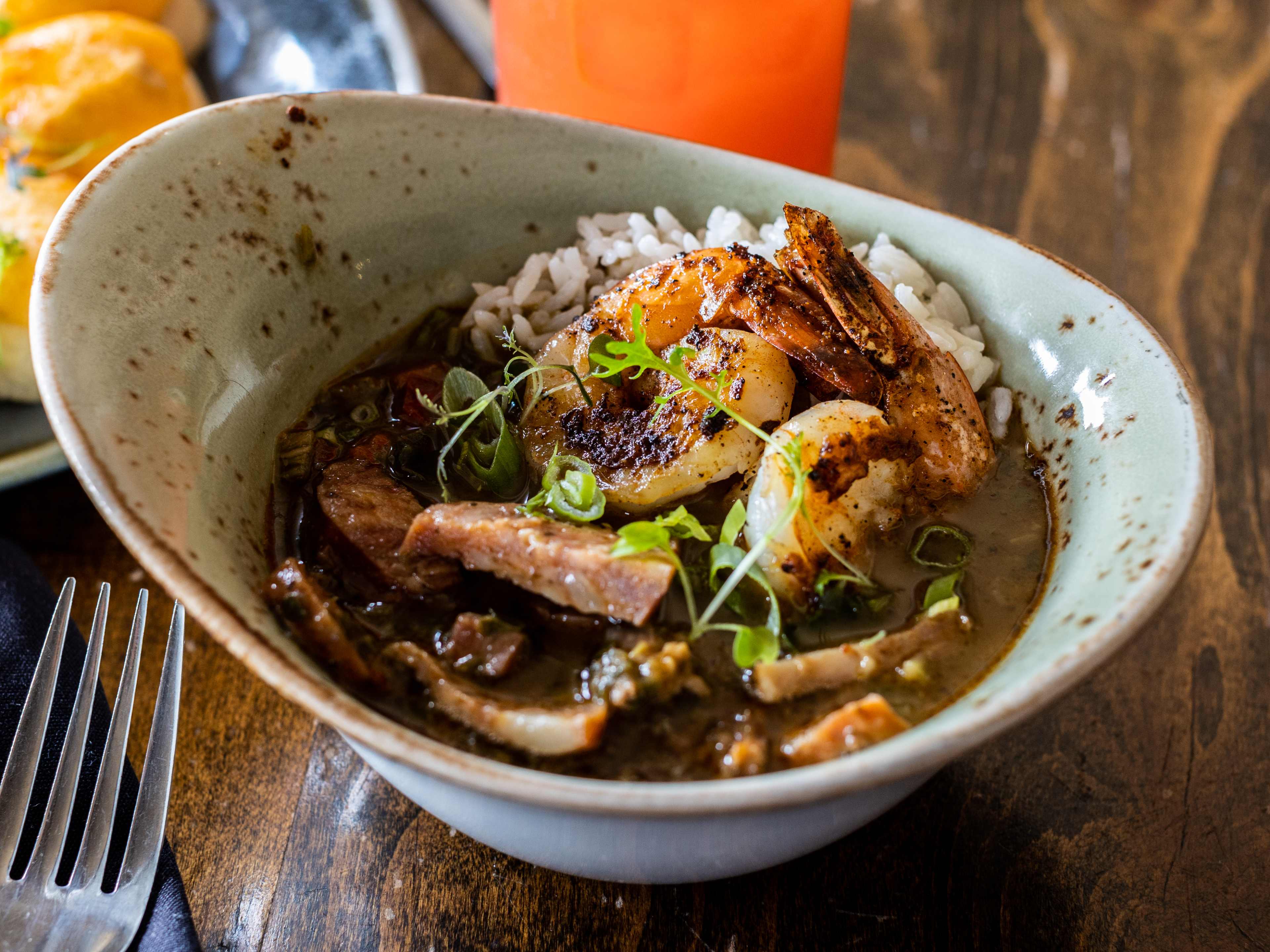 The Gumbo Z with herbs and shrimp from Lucille's.