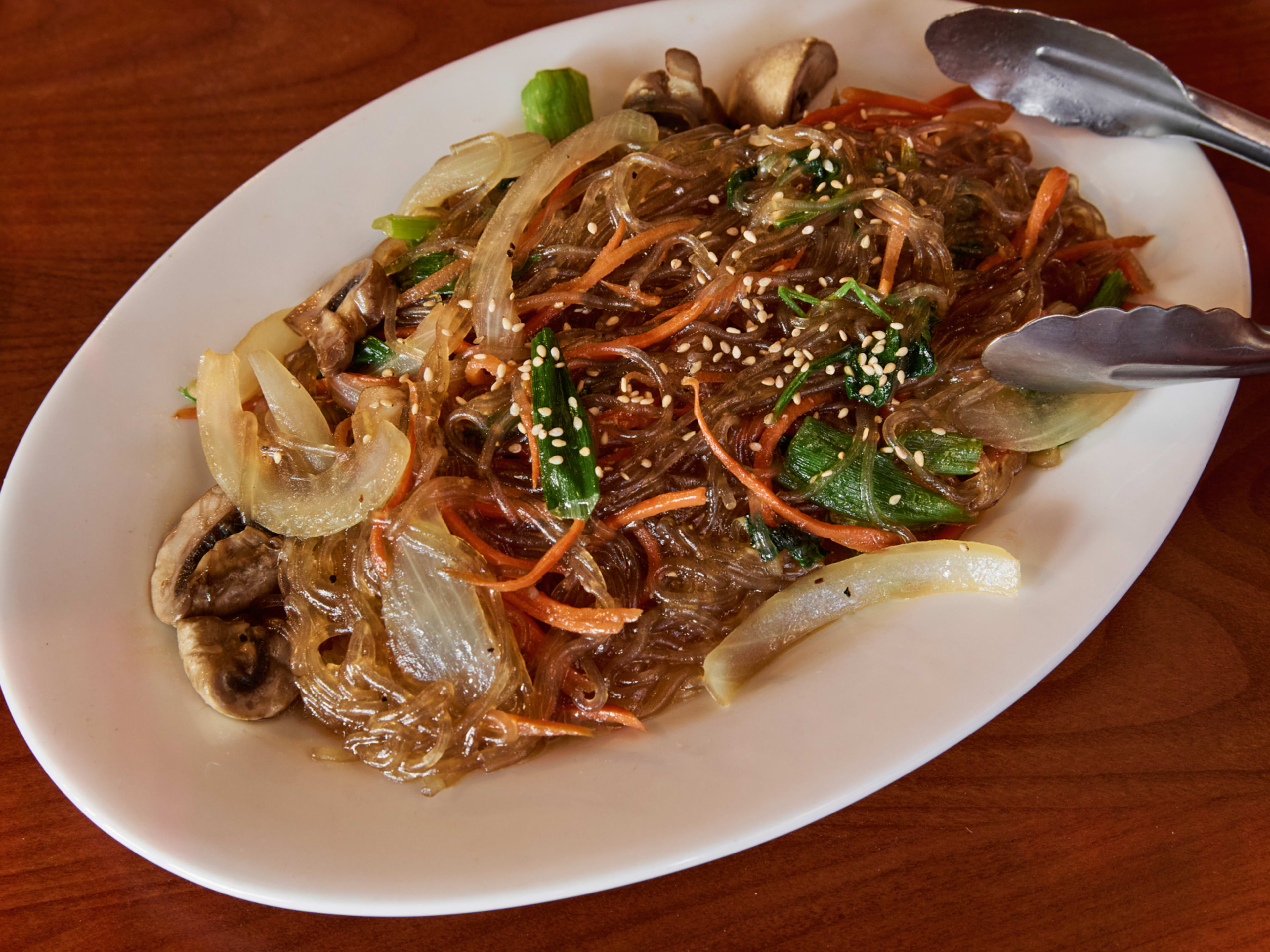 A plate of japchae at Brothers Restaurant