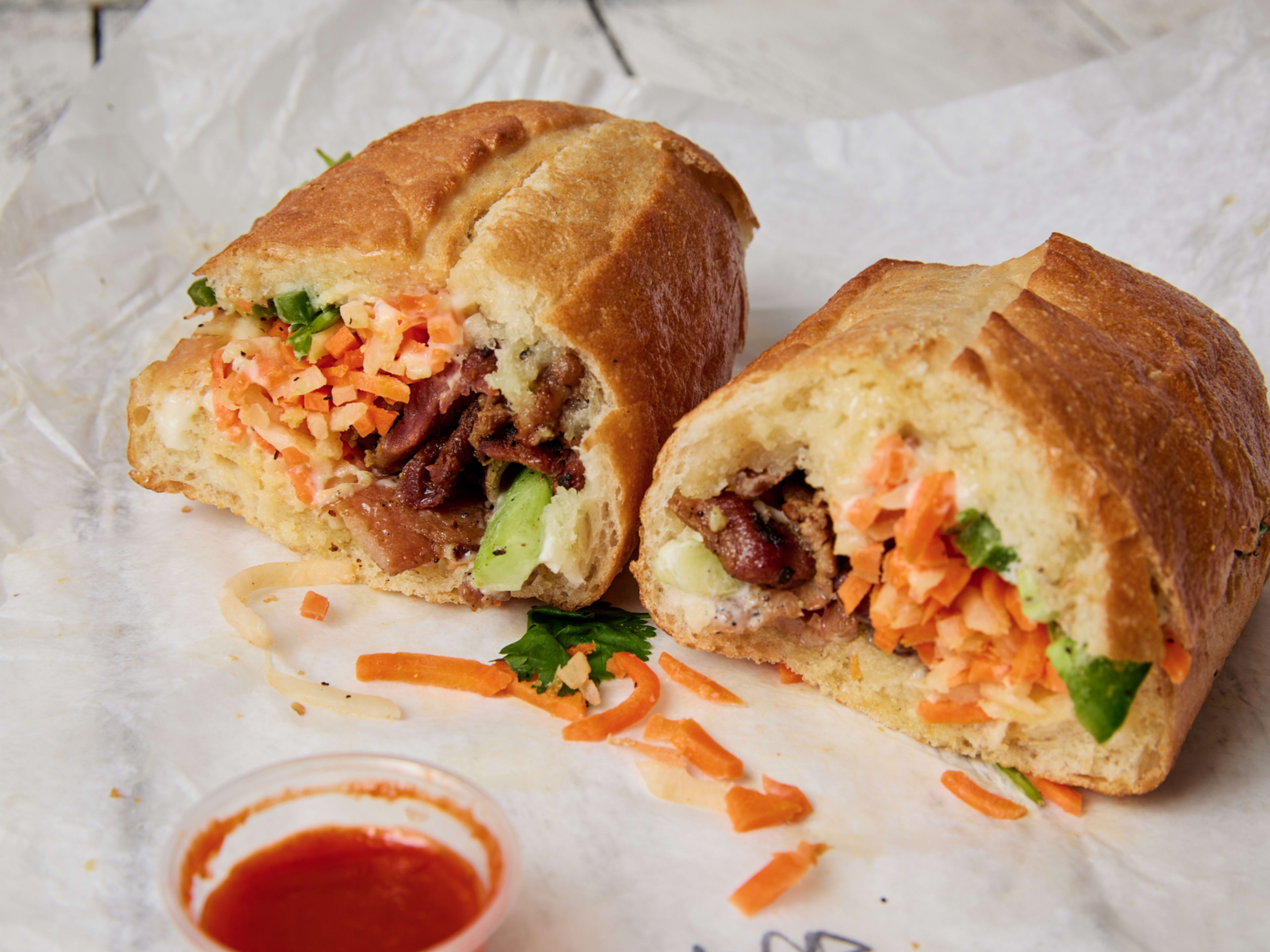 cross section of pork banh mi