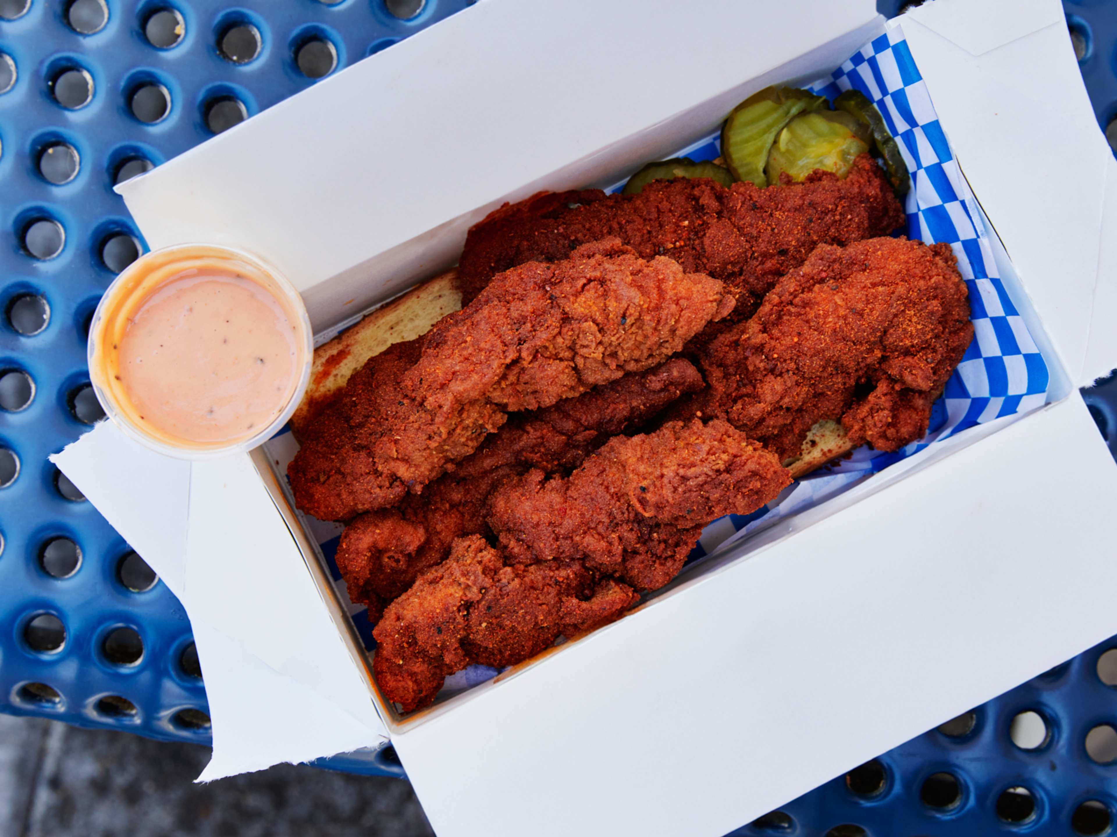 The hot chicken tenders from World Famous Hotboys