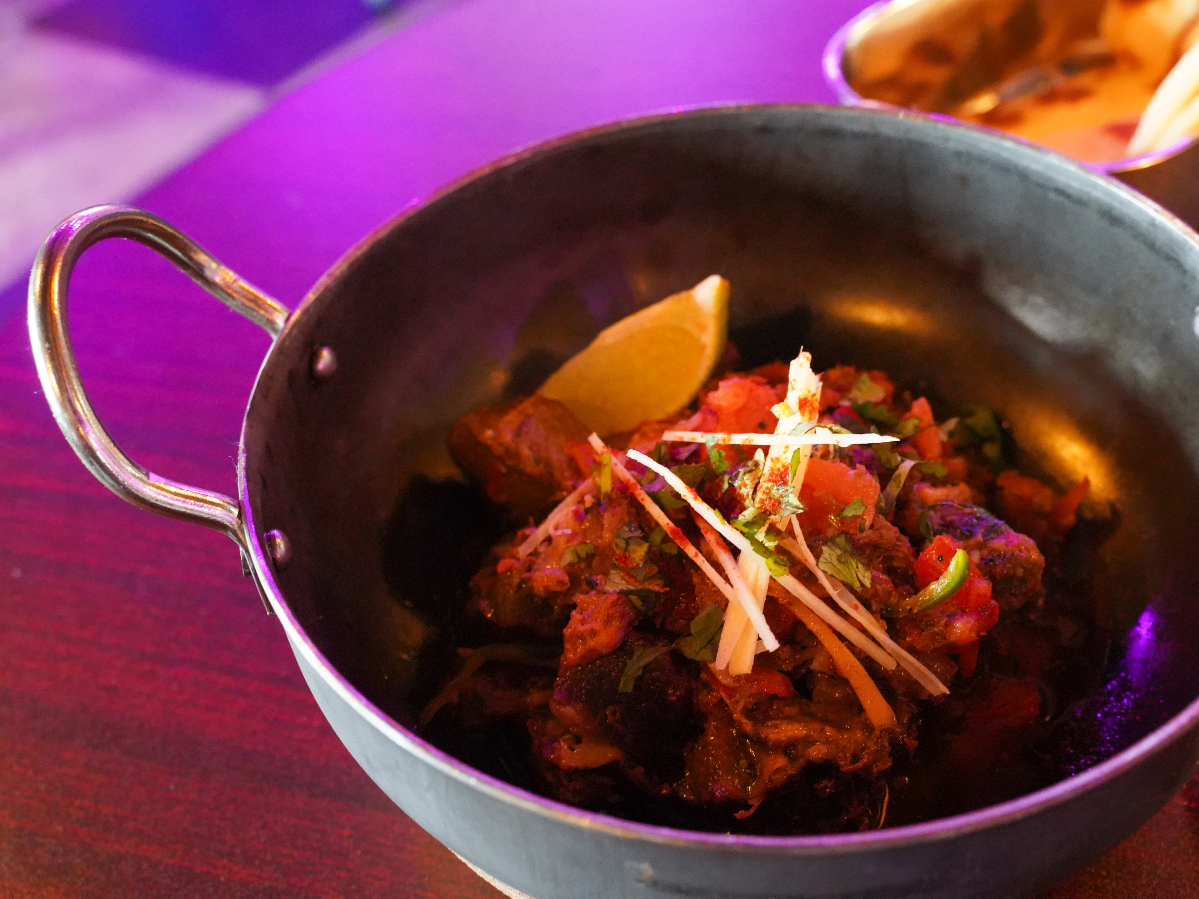 A plate on a table at Maam Saab