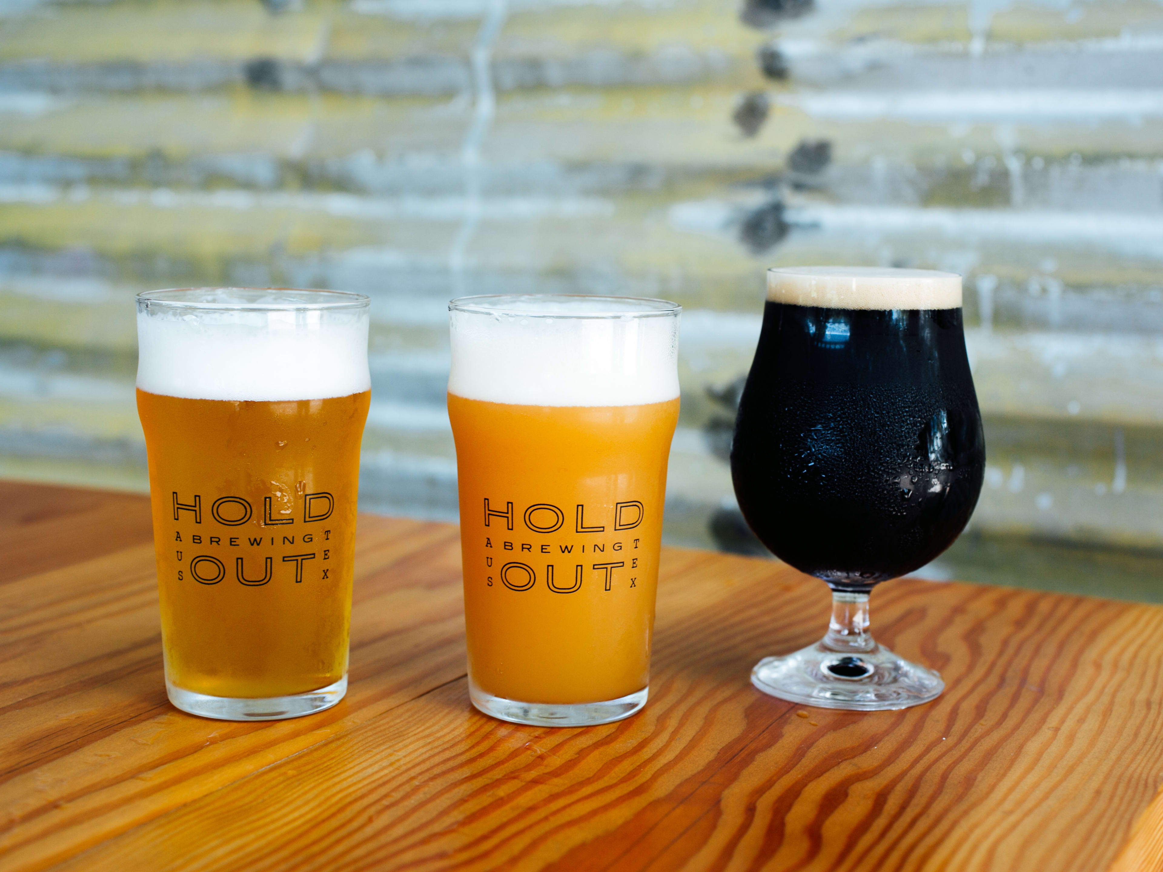 Three different beers from Hold Out Brewing.