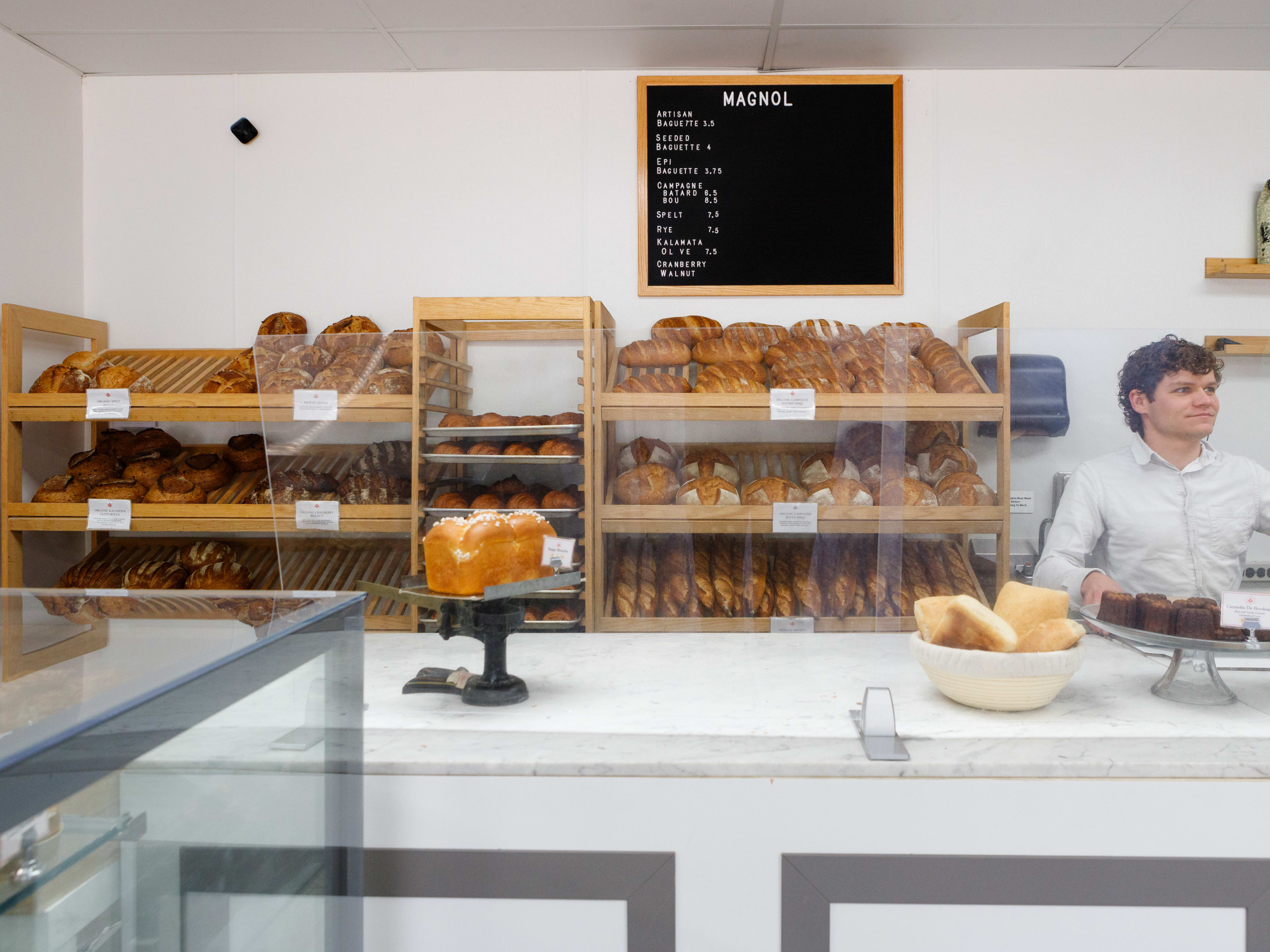 The counter and bread at Magnol.