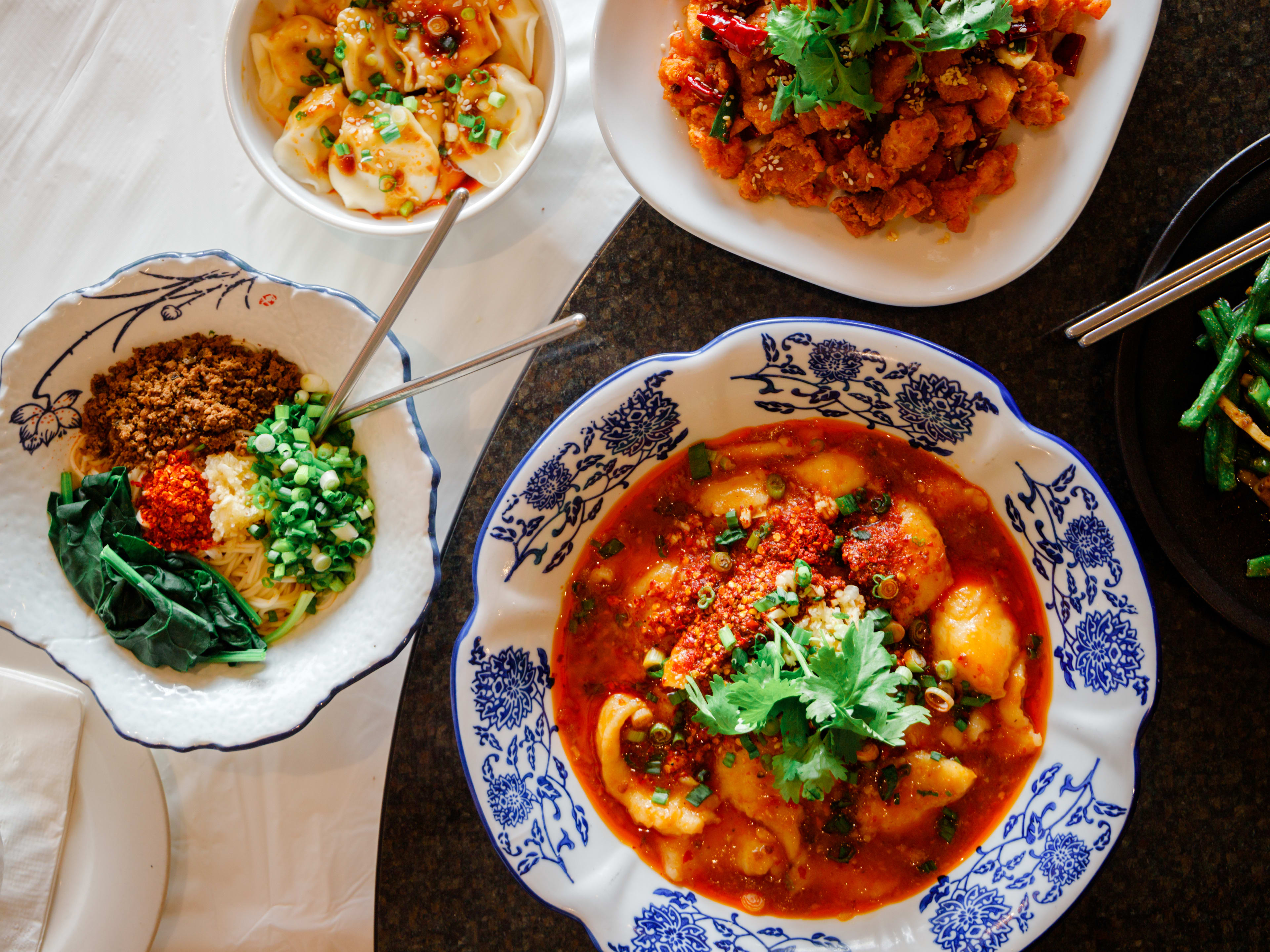 A spread of dishes from Mala Sichuan.