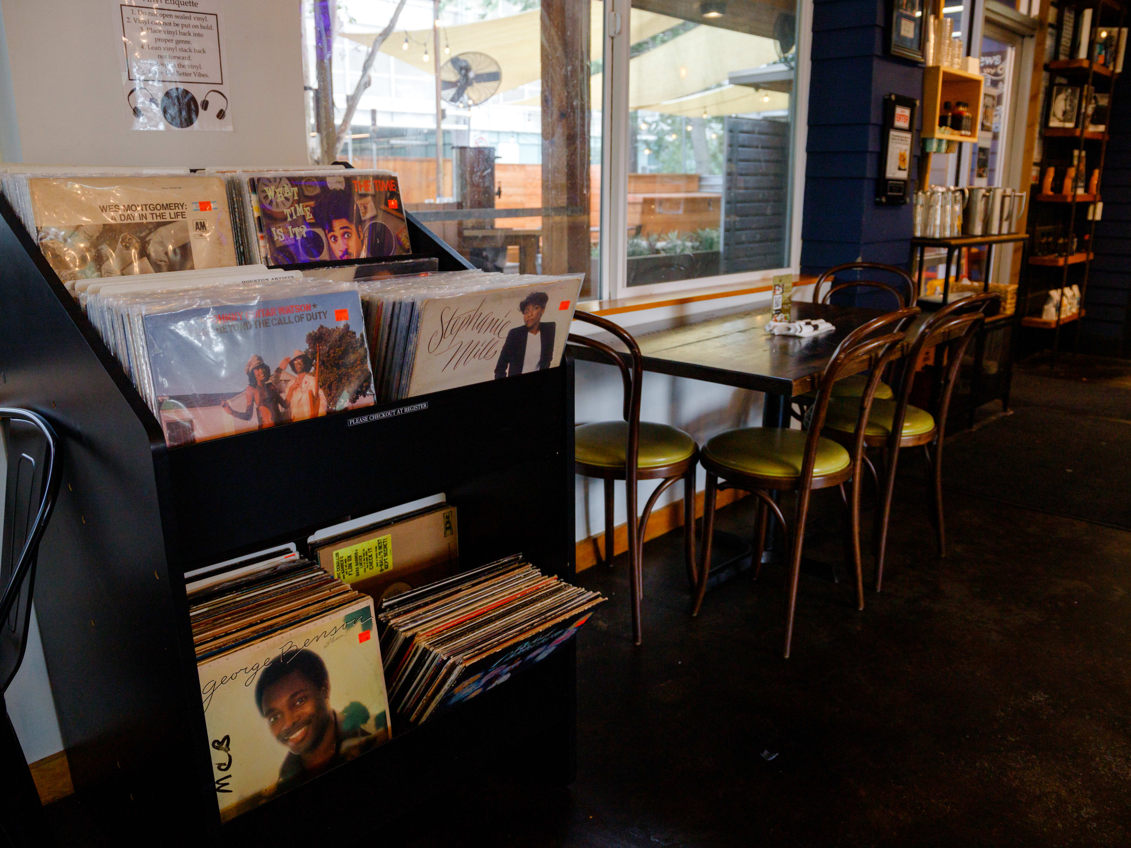 Vinyl Records for sale inside Mo' Better Brews.