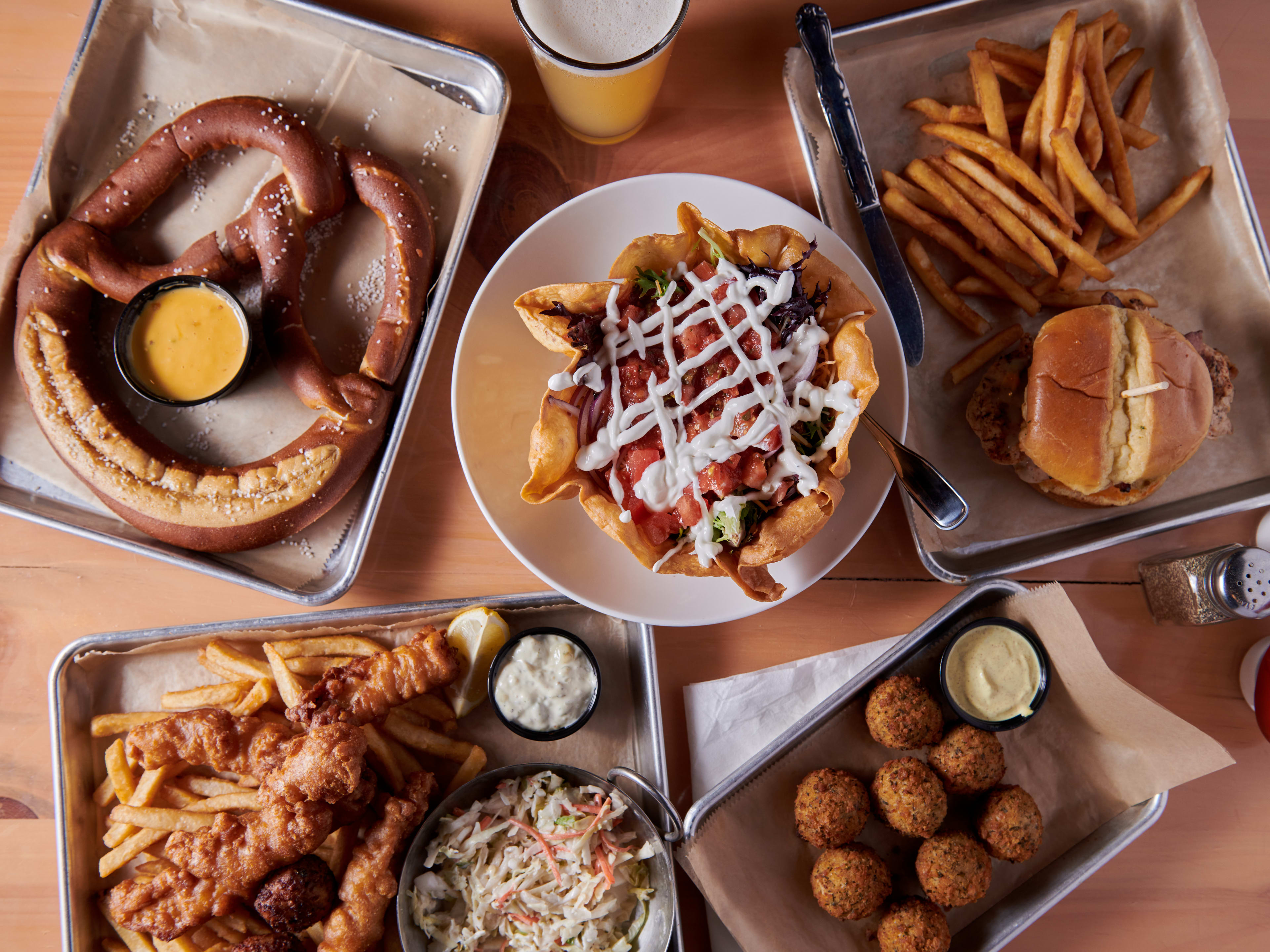 Spread of food at Moran's Bar & Grill