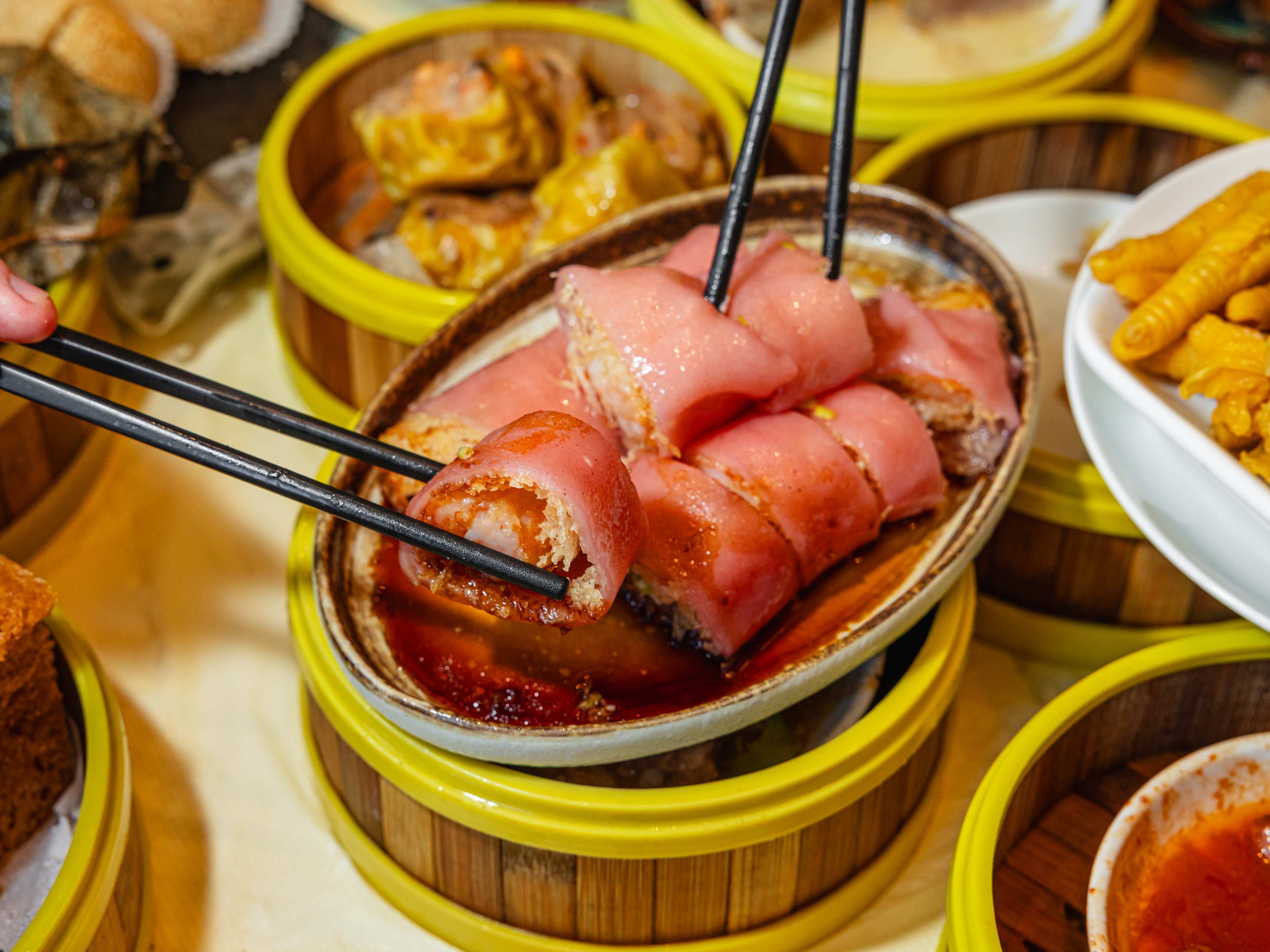 red shrimp rice roll