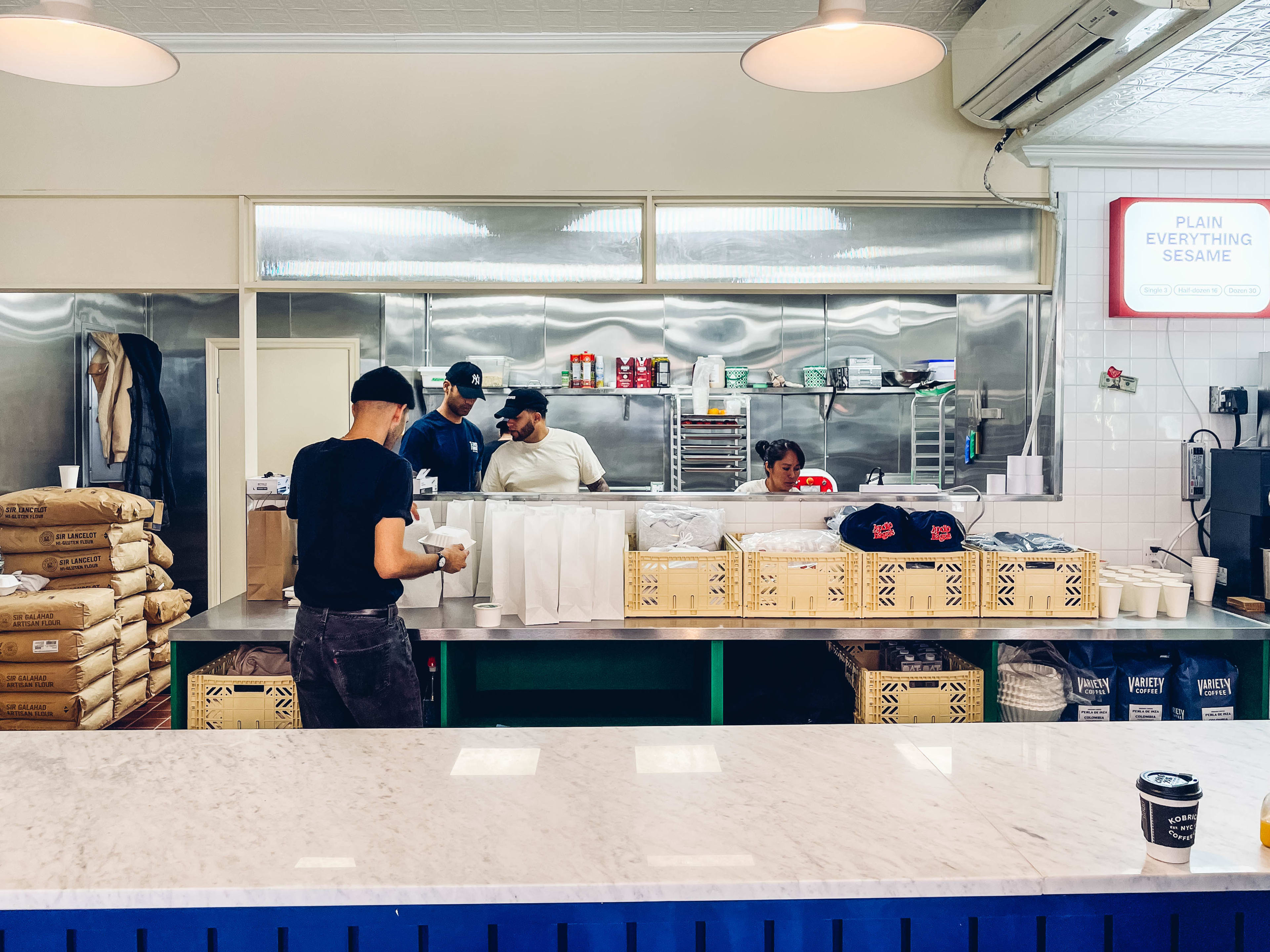 The counter at Apollo Bagels